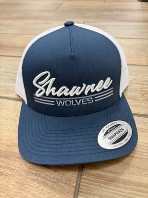 Shawnee Wolves Script Triple Lined Hats