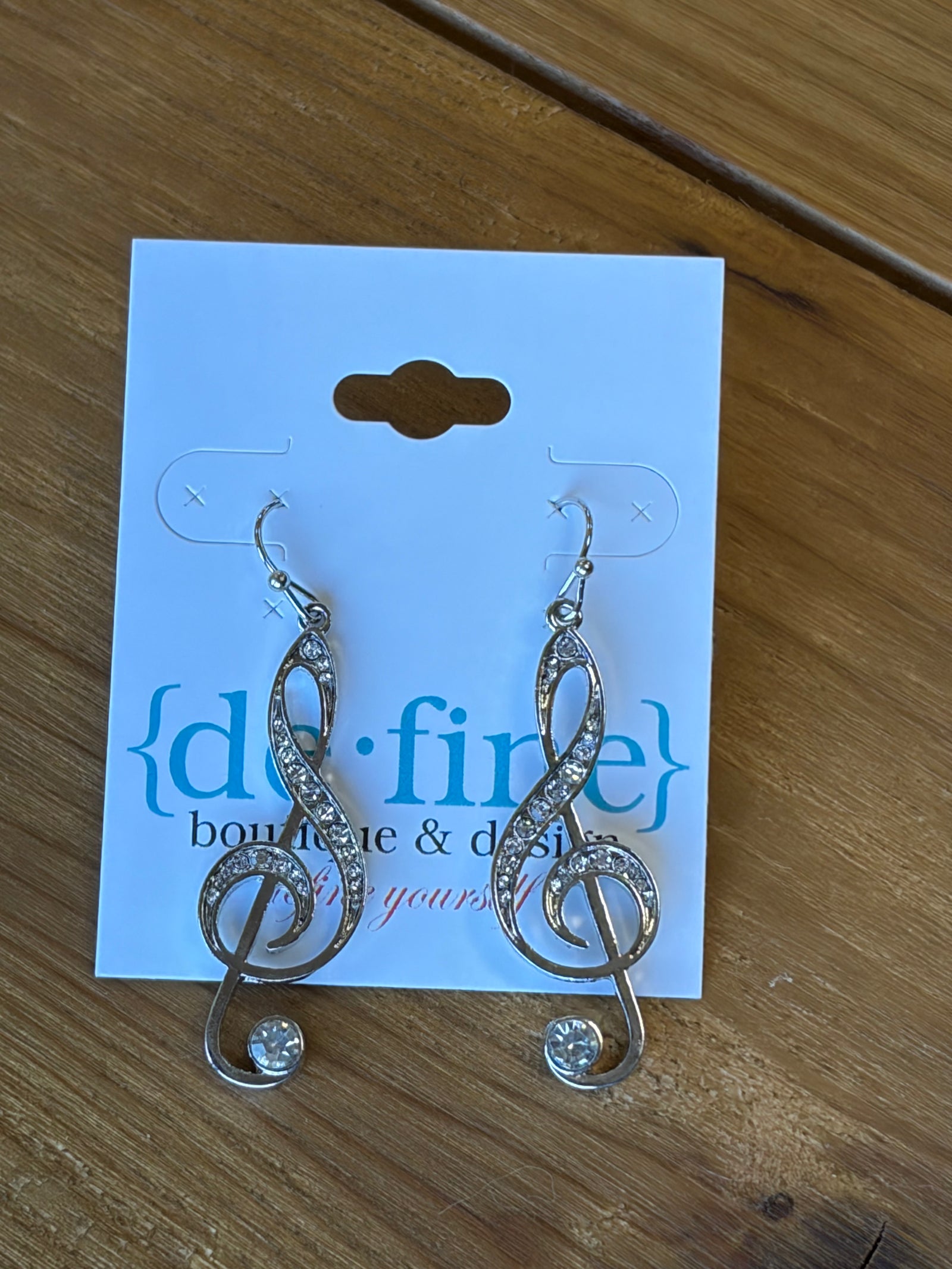 Treble Clef Rhinestone Earrings