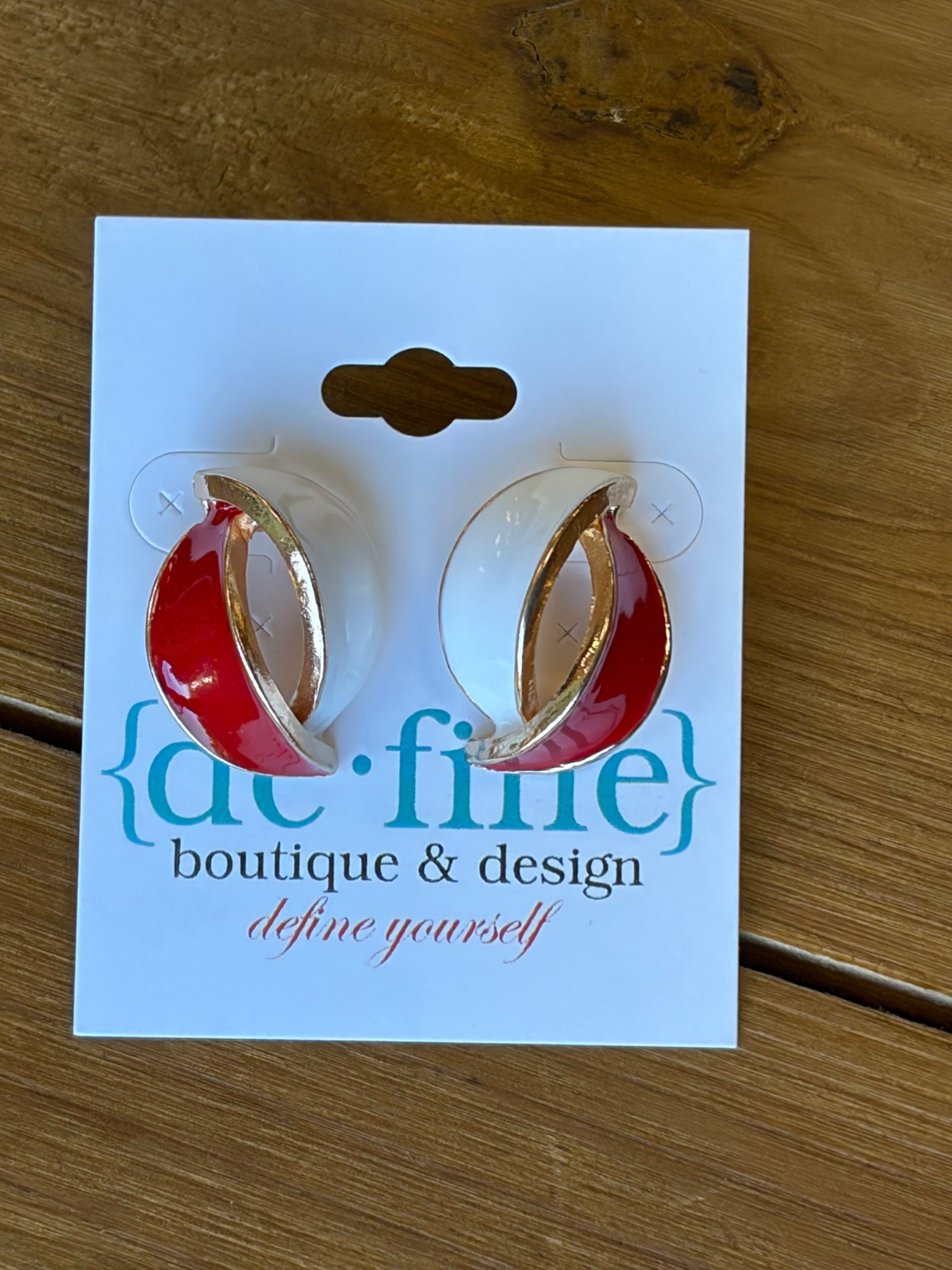 Red and White Slice Earrings