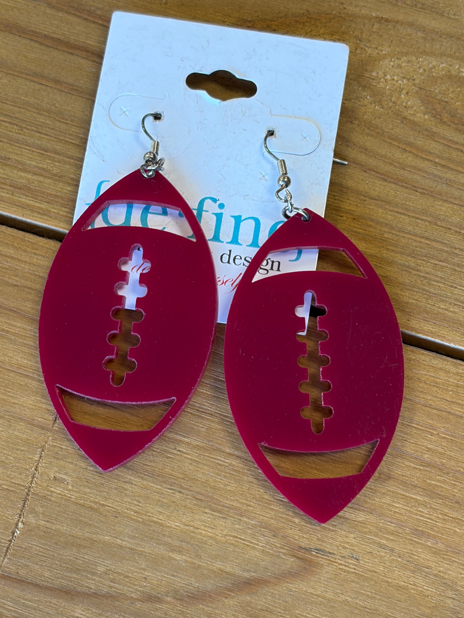 Crimson Football Earrings