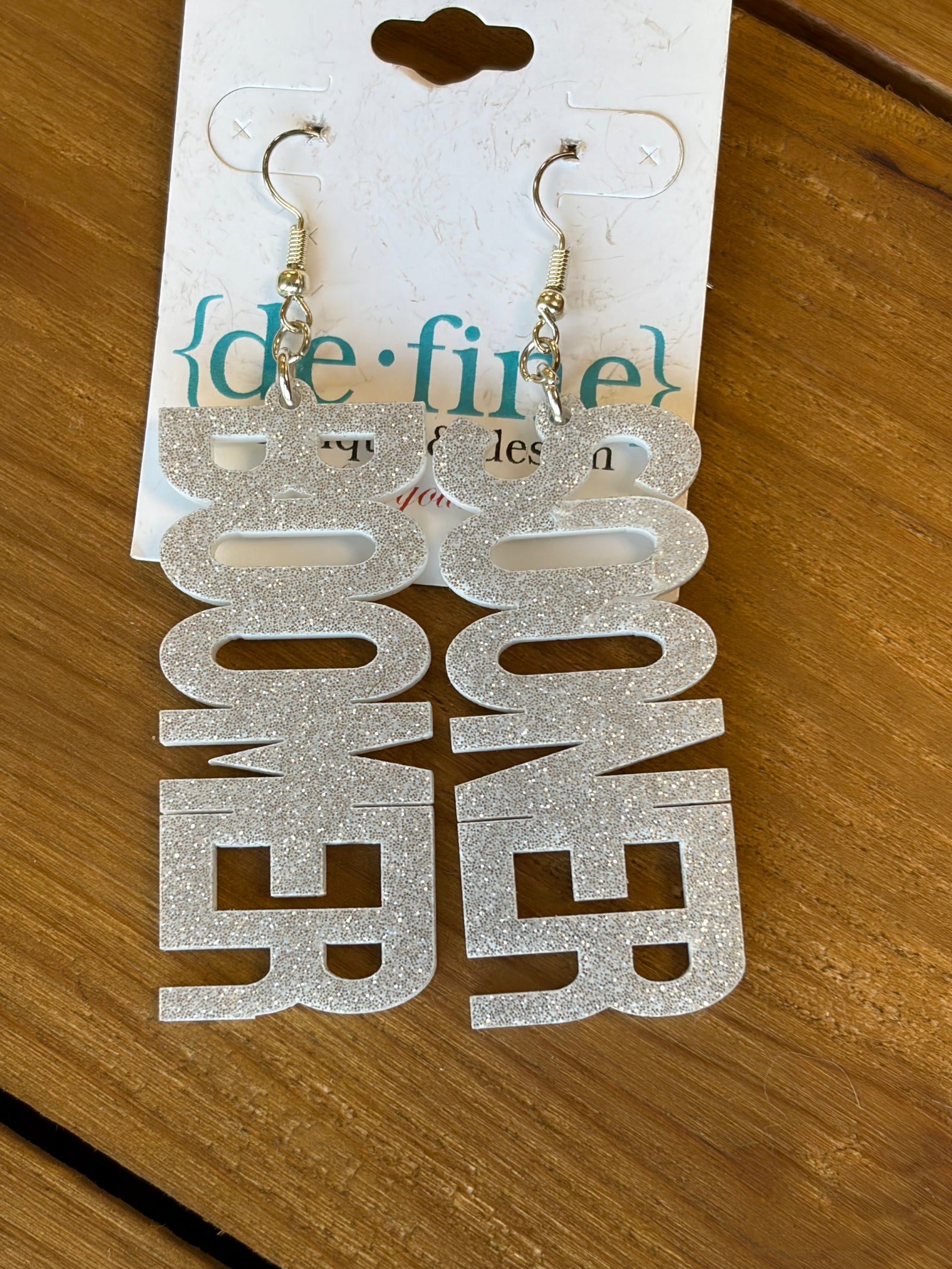 Boomer Sooner Silver Glitter Earrings