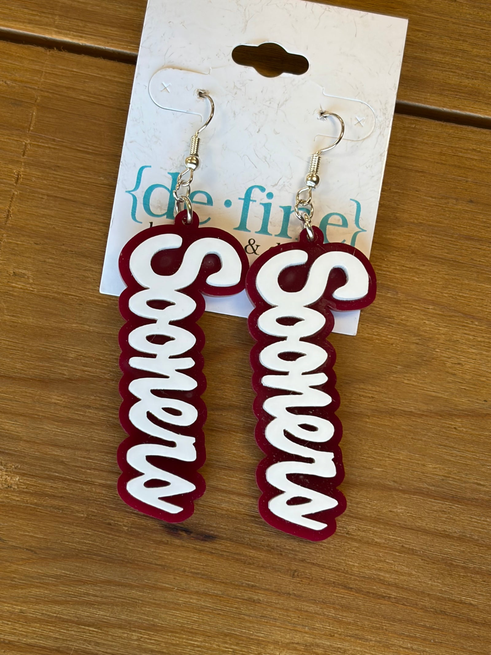 Sooners Script Earrings