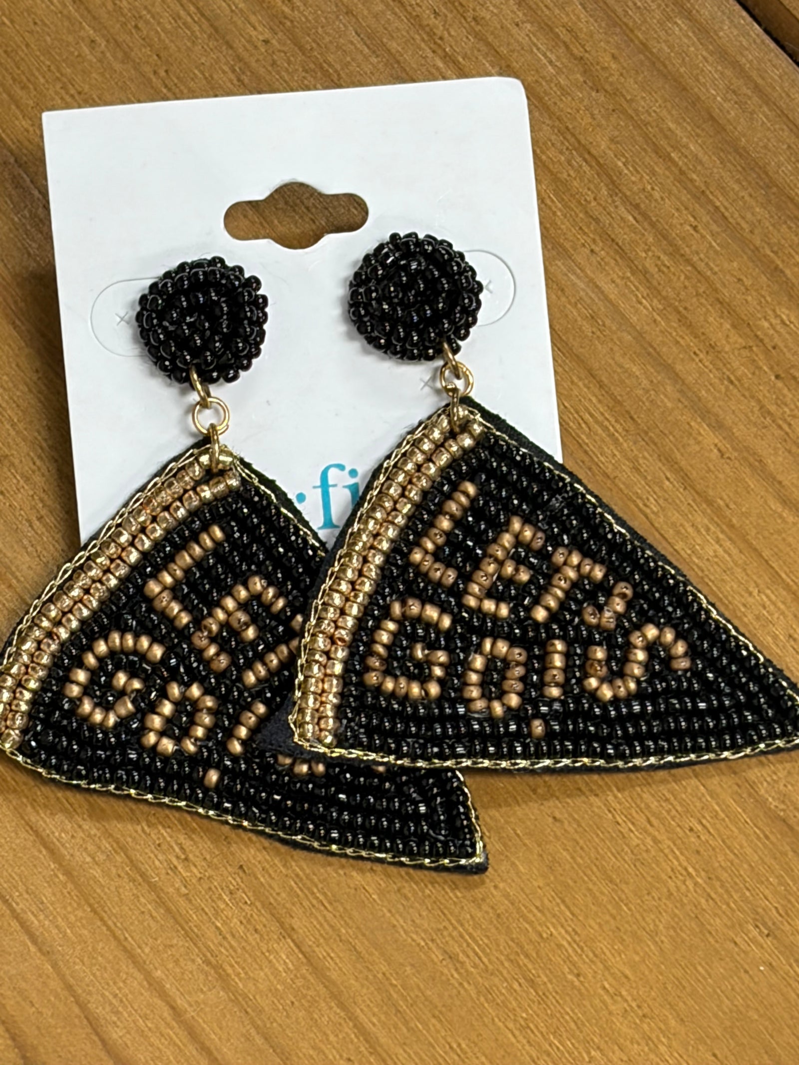 Let's Go Black and Gold Pennant Earrings
