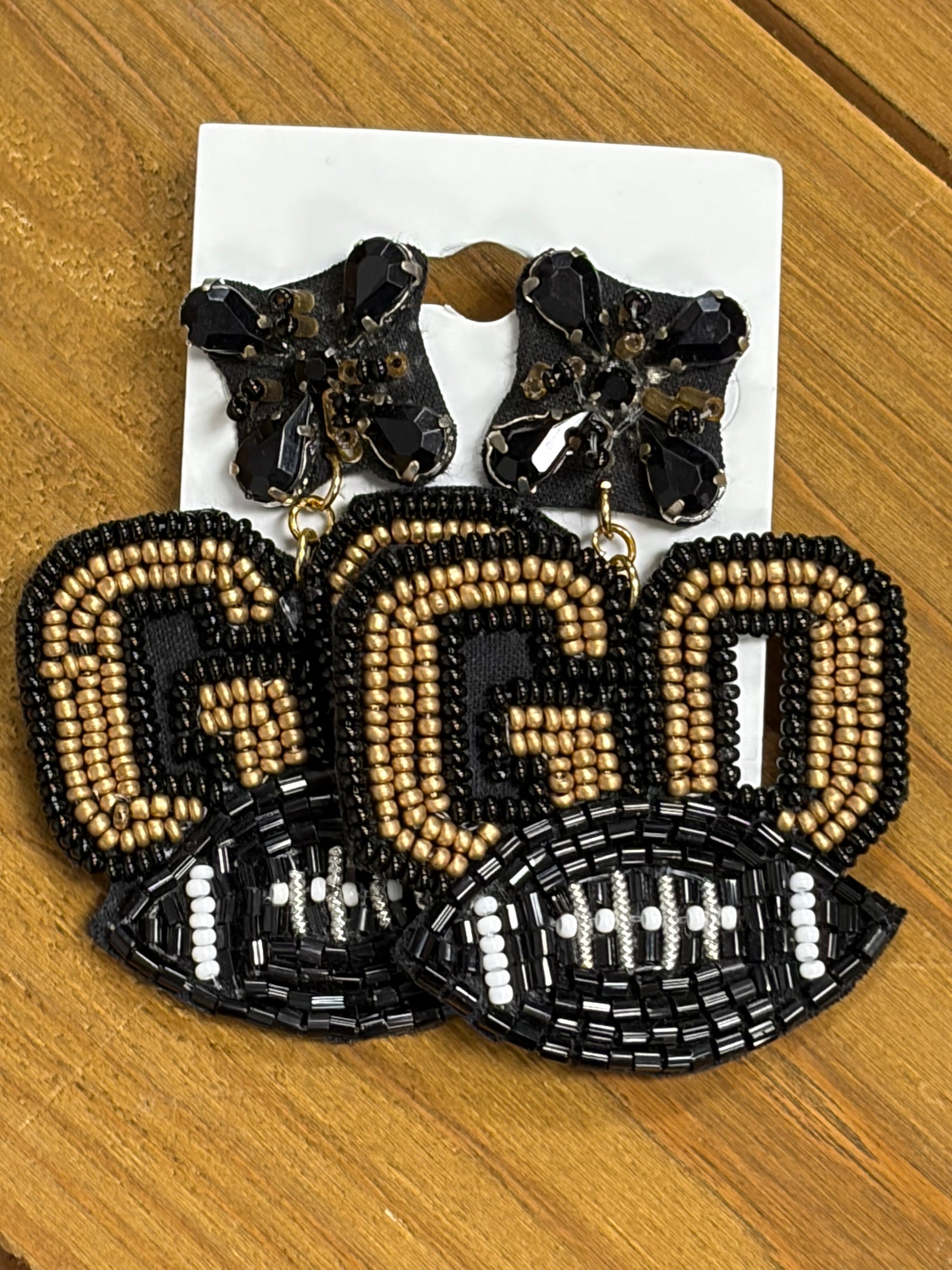 Football Go Black and Gold Earrings