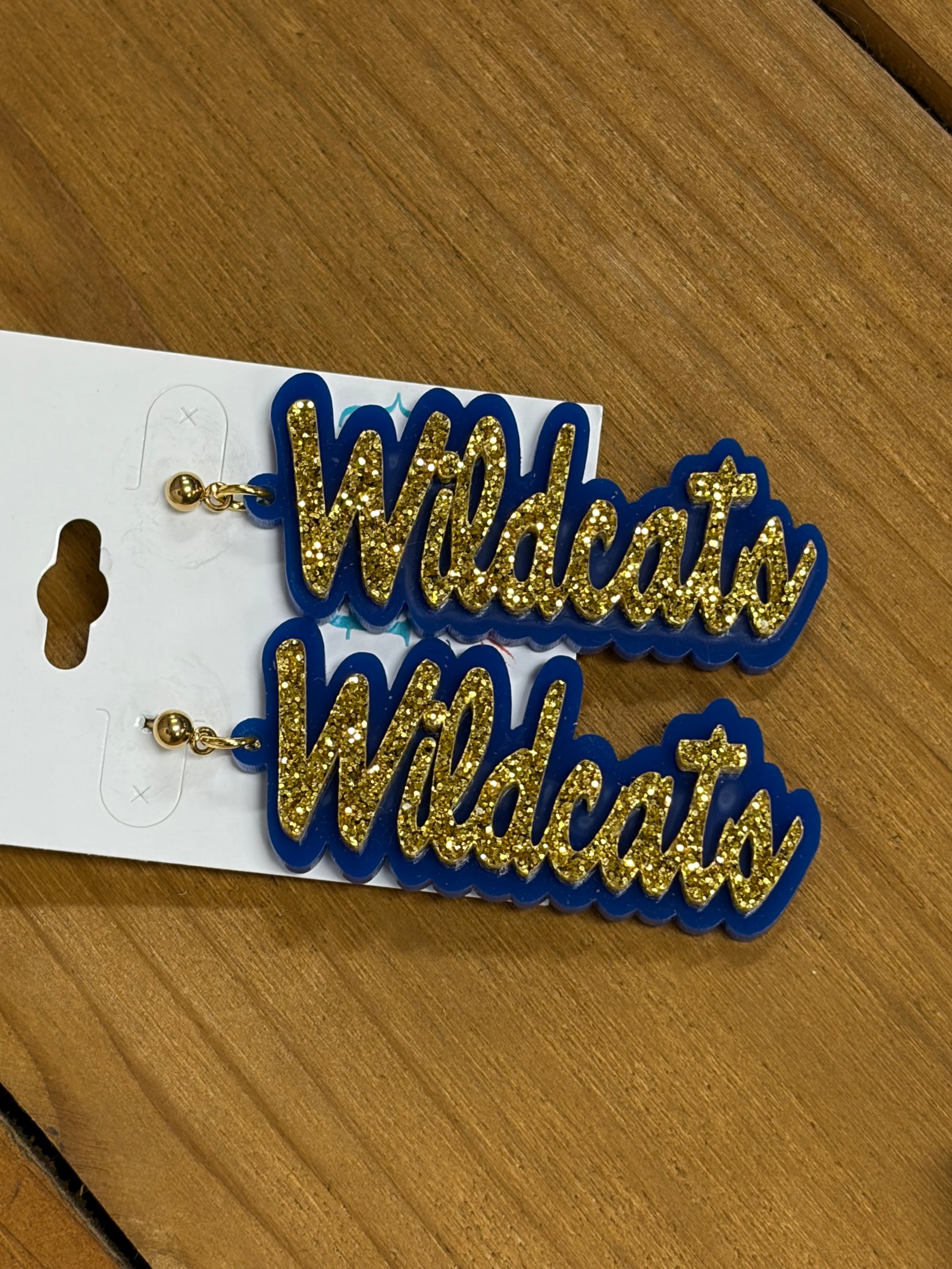 Wildcats Blue and Gold Glitter Earrings