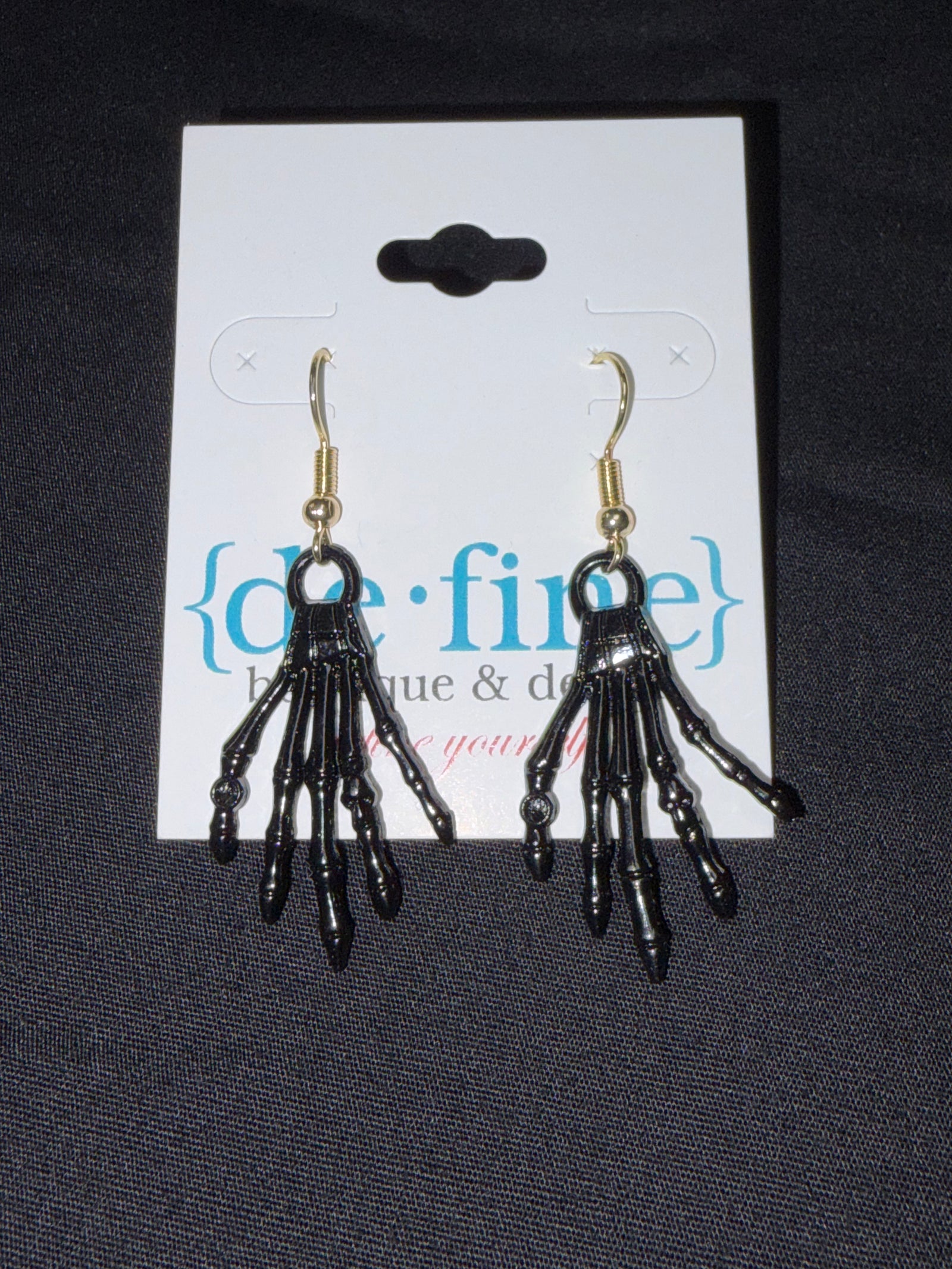 Halloween Black Skeleton Hands Earrings