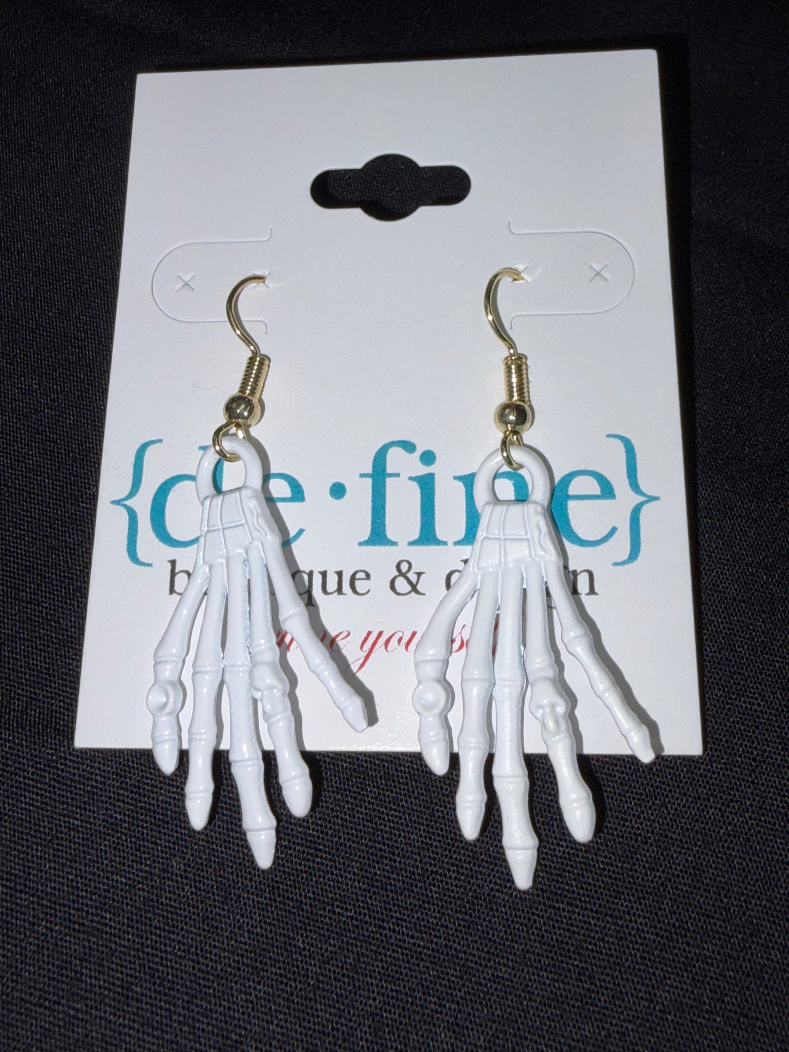 Halloween White Skeleton Hands Earrings