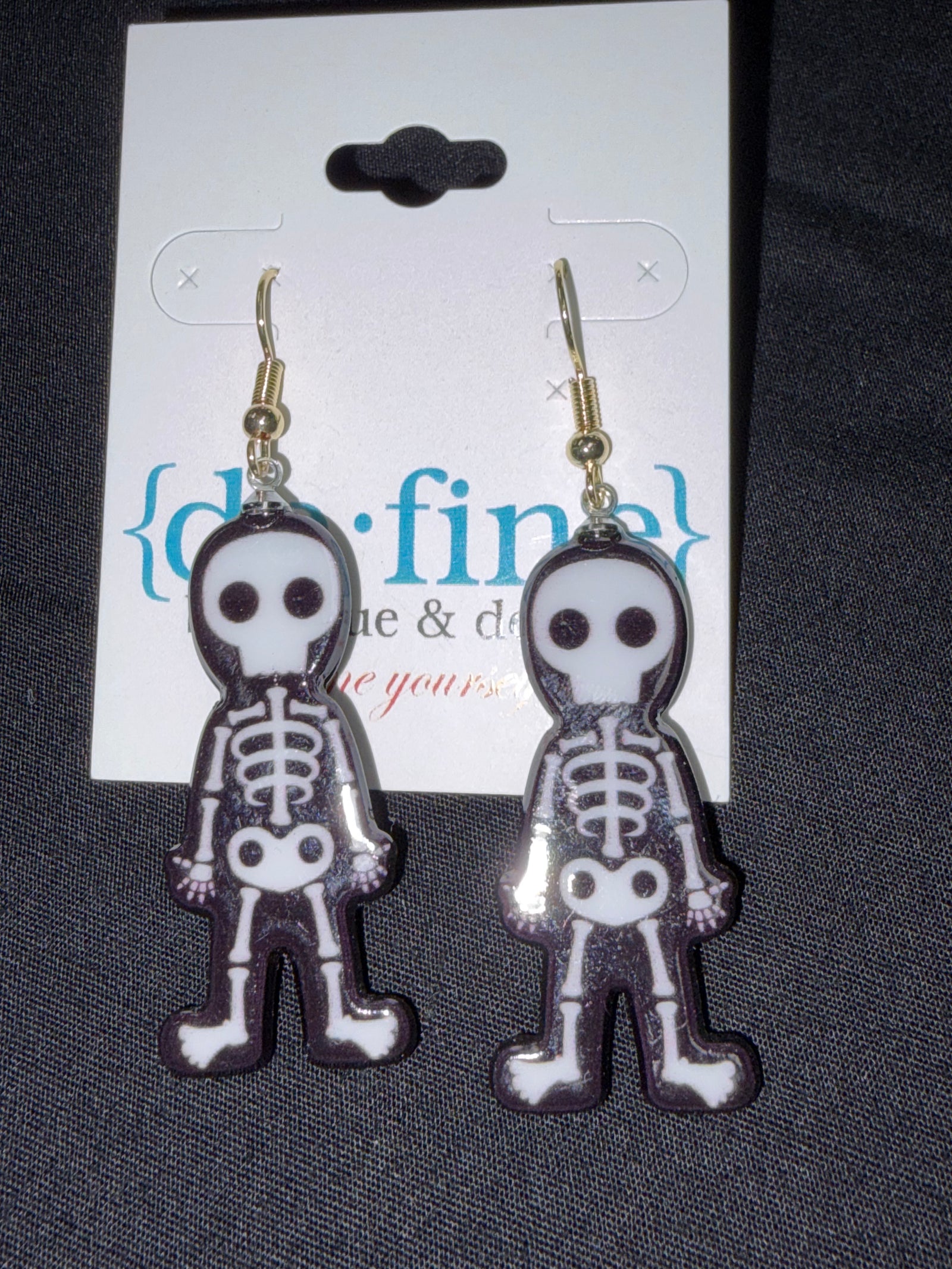 Halloween Black and White Skeleton Earrings