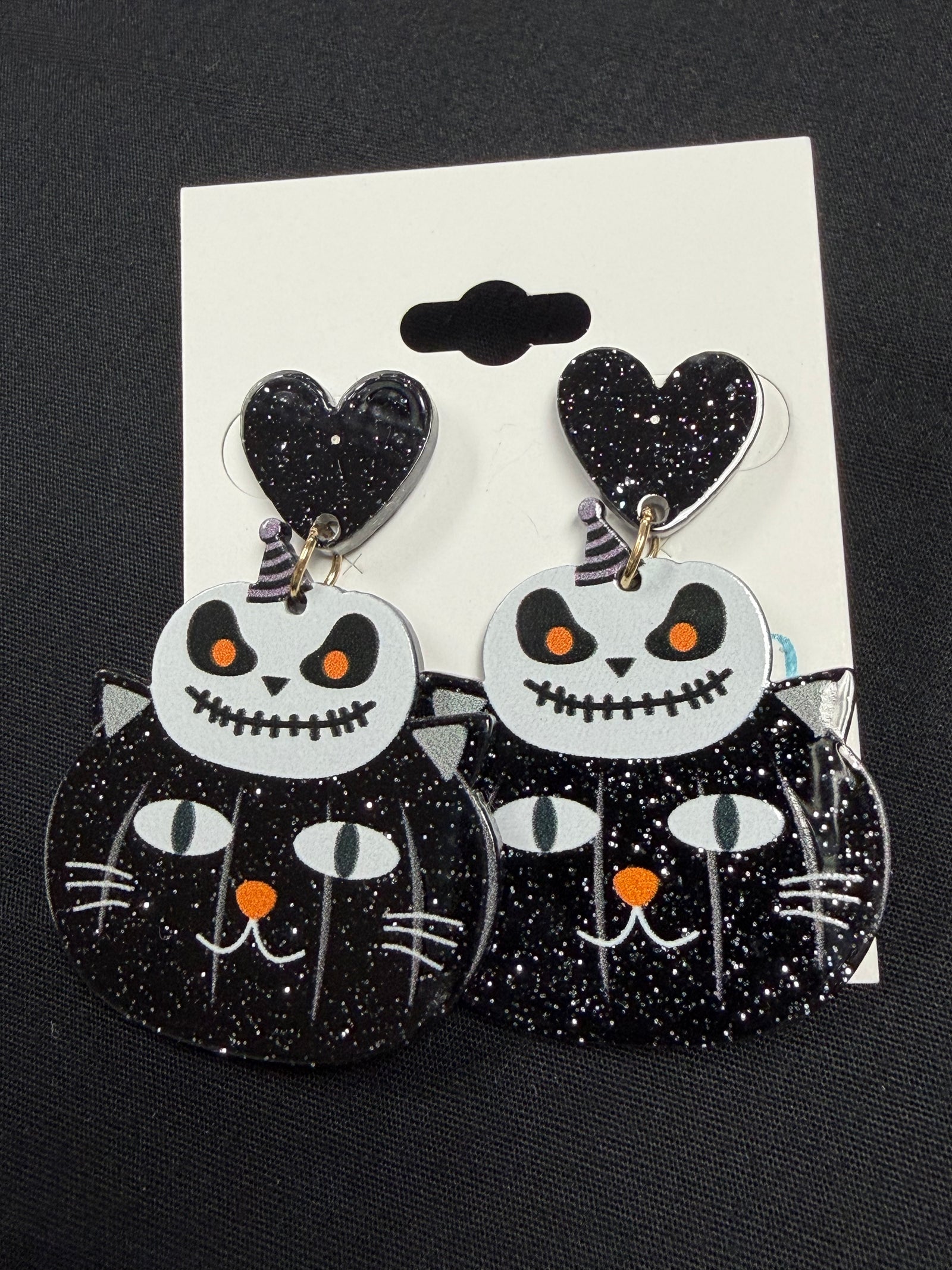 Halloween Cat Pumpkin Stack Earrings