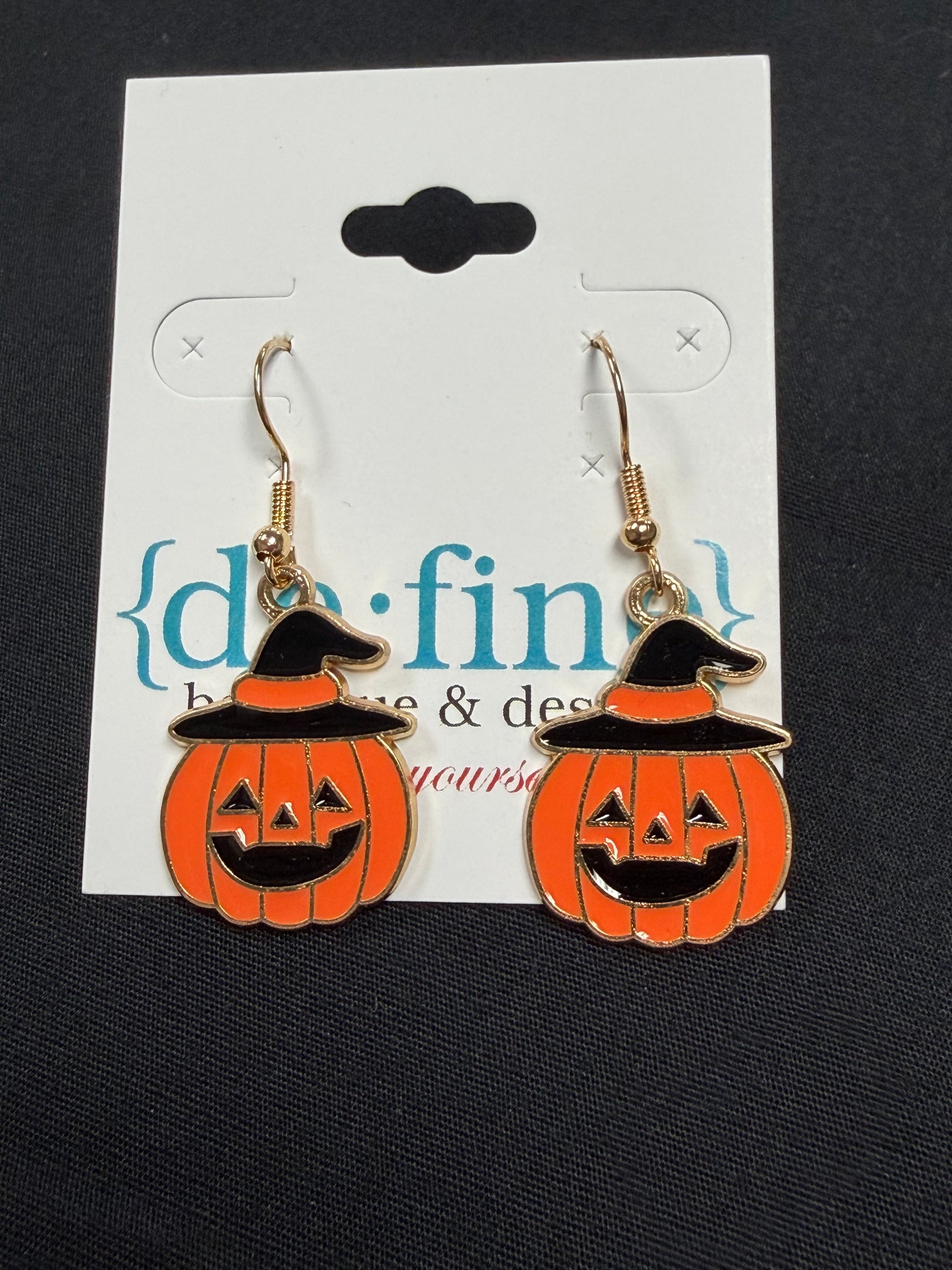 Halloween Jack O Lantern with Witch Hat Earrings