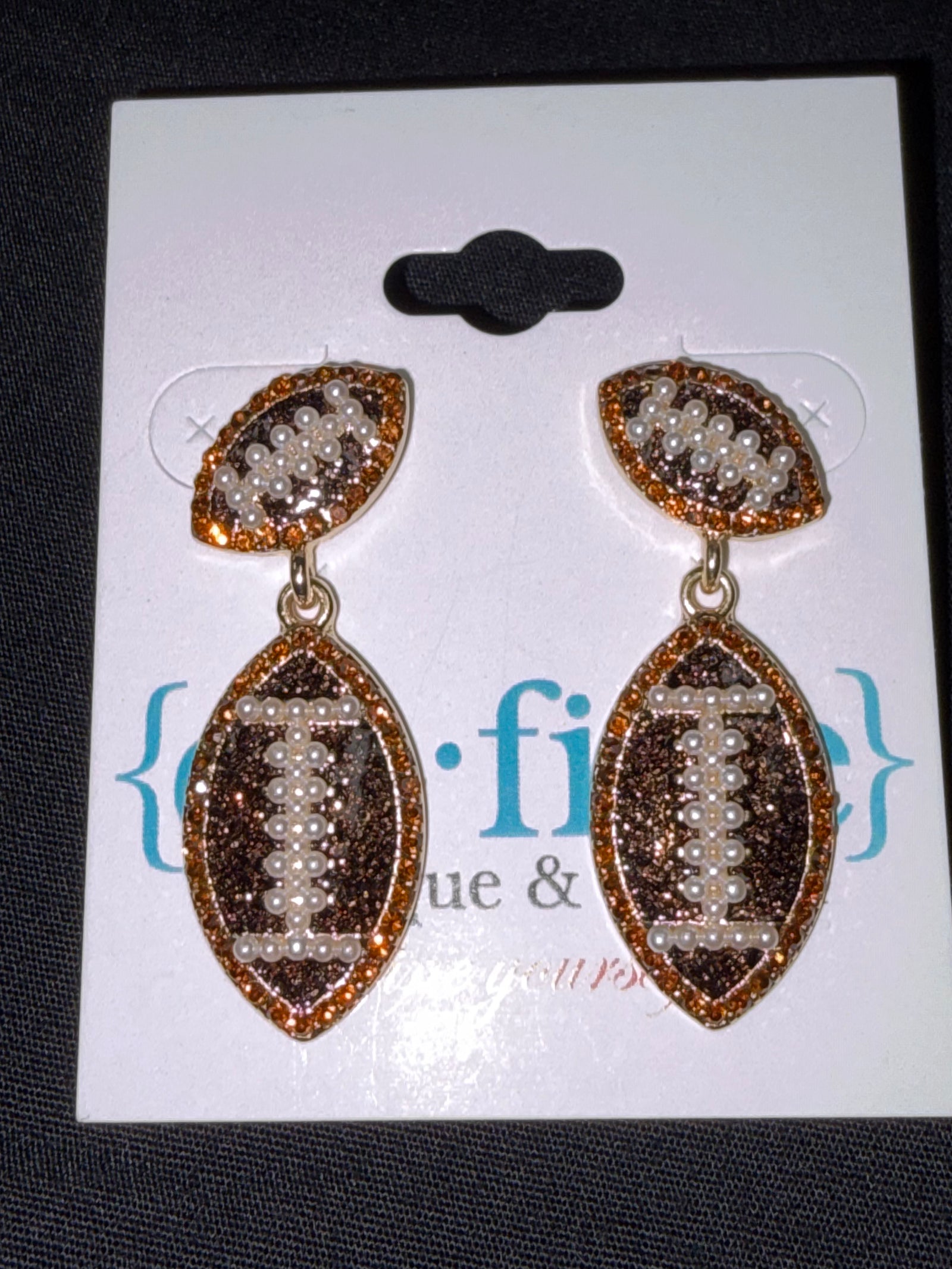 Rhinestone and Glitter Football Earrings