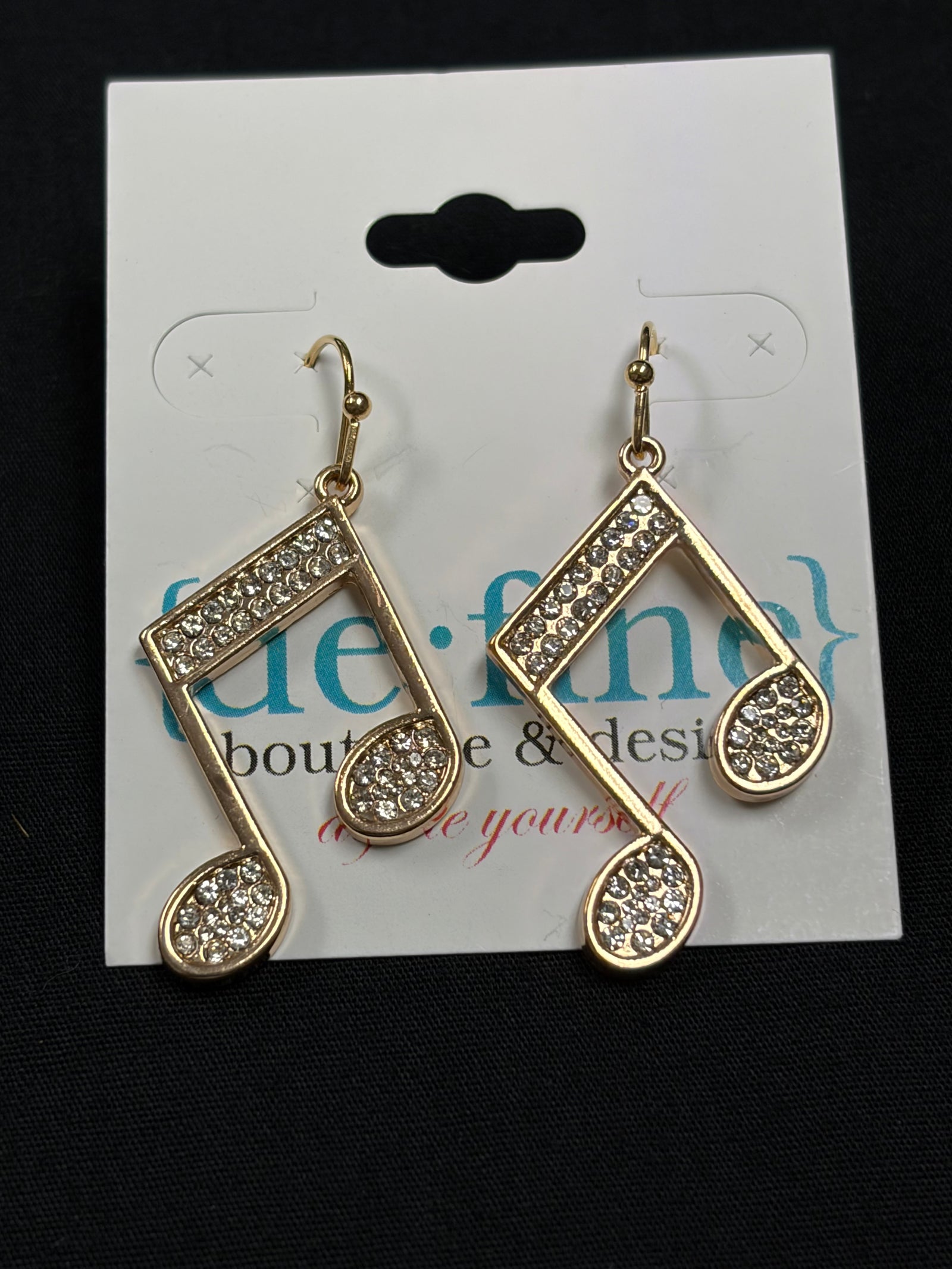 Music Notes Rhinestone Earrings
