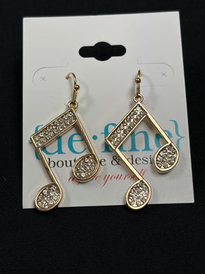 Music Notes Rhinestone Earrings