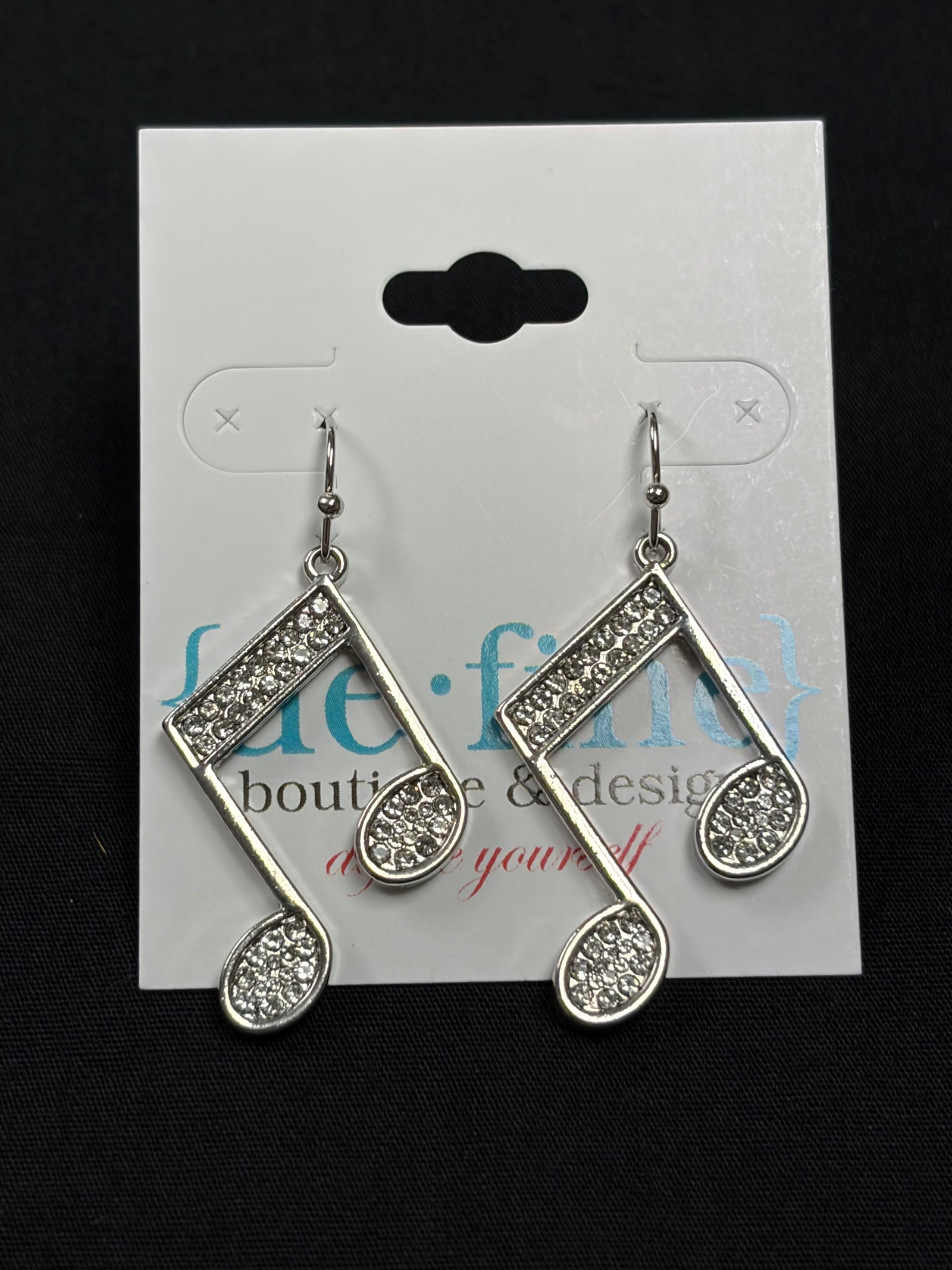 Music Notes Rhinestone Earrings