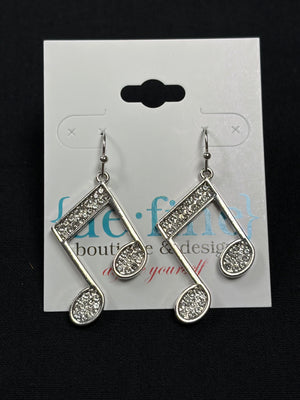 Music Notes Rhinestone Earrings
