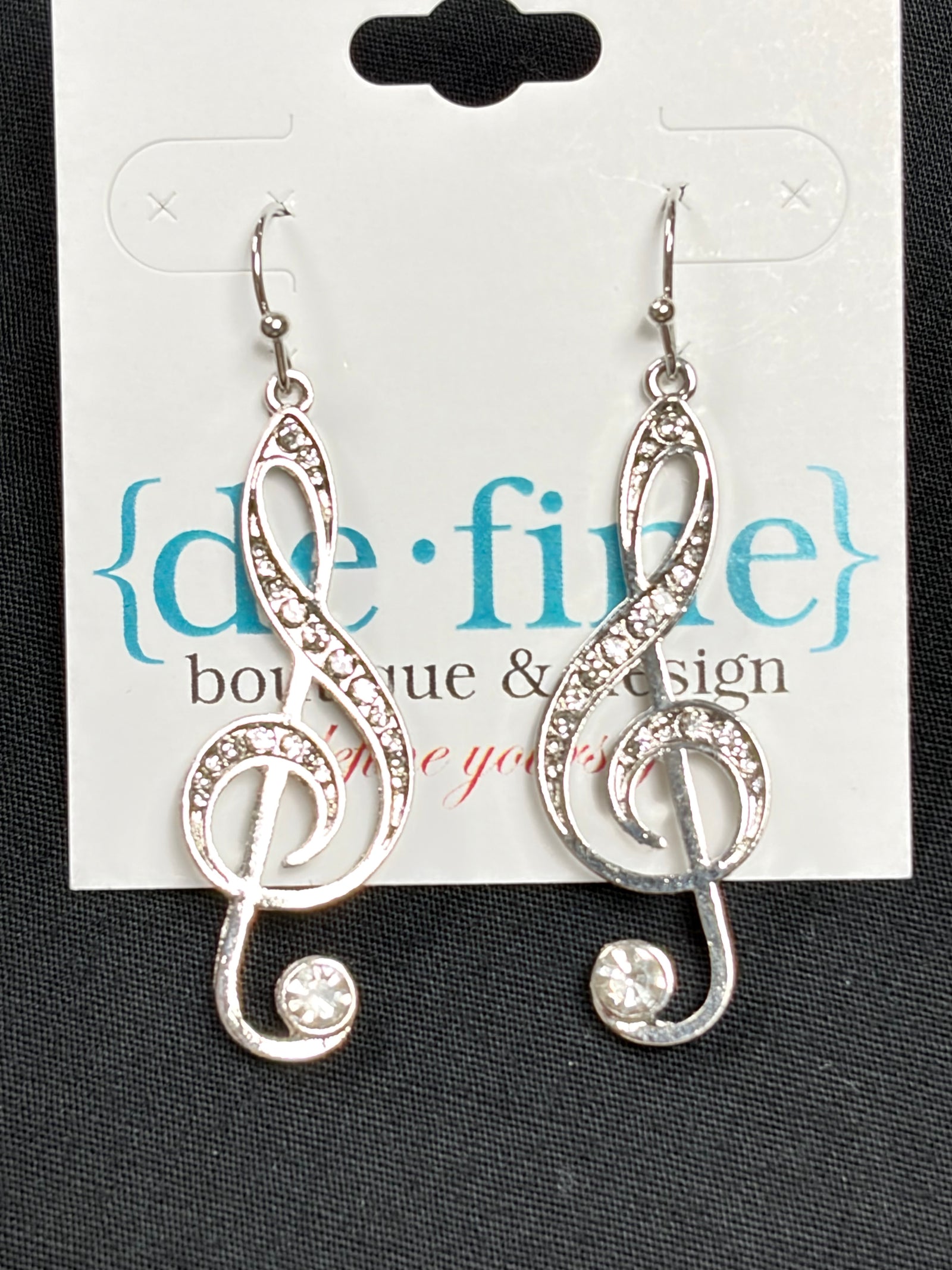 Treble Clef Rhinestone Earrings