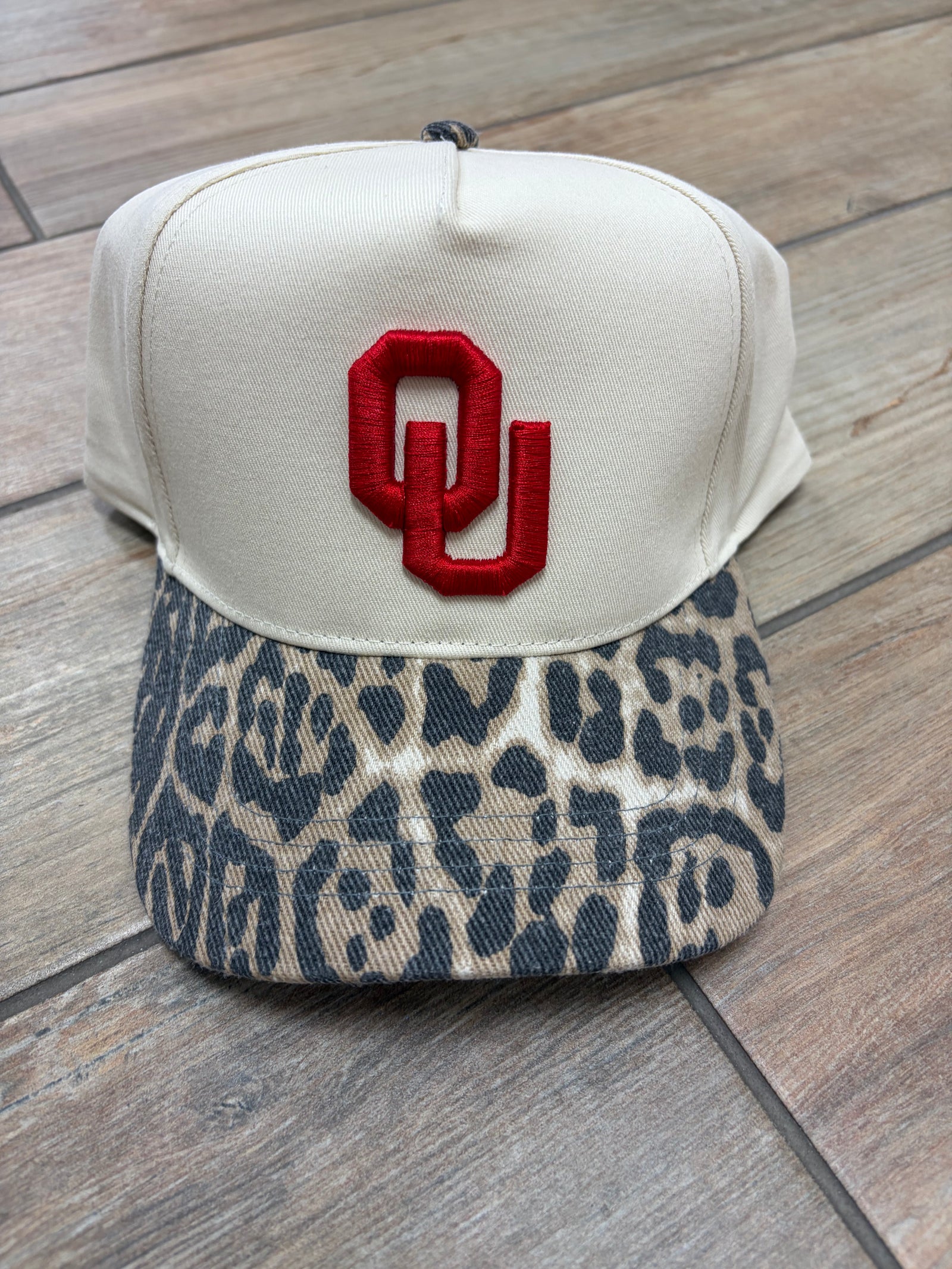 OU Leopard or Camo and Cream Snapback Hats
