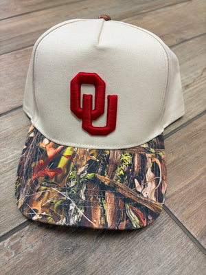 OU Leopard or Camo and Cream Snapback Hats