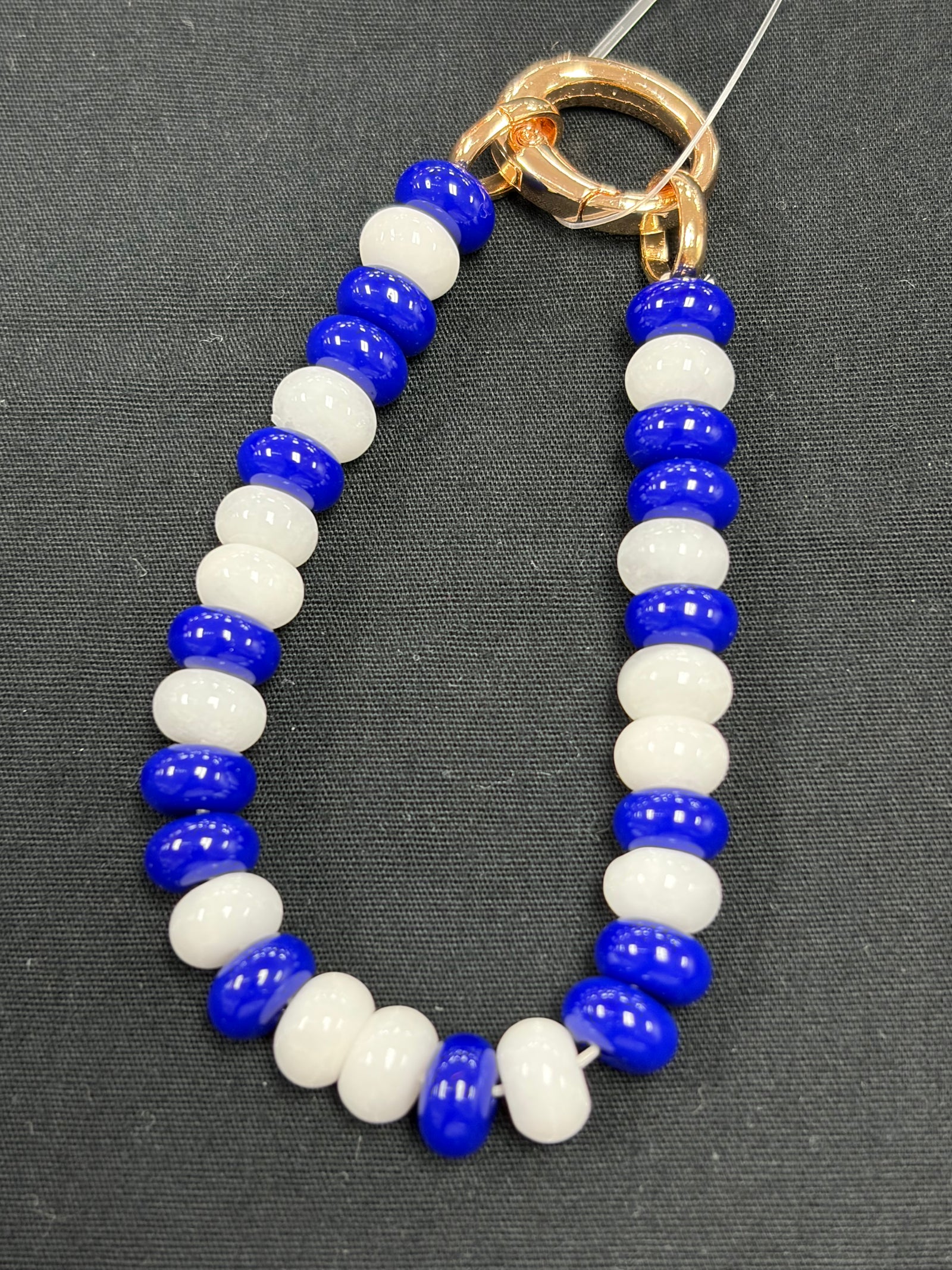 Blue & White Beaded Stretchy Bracelet
