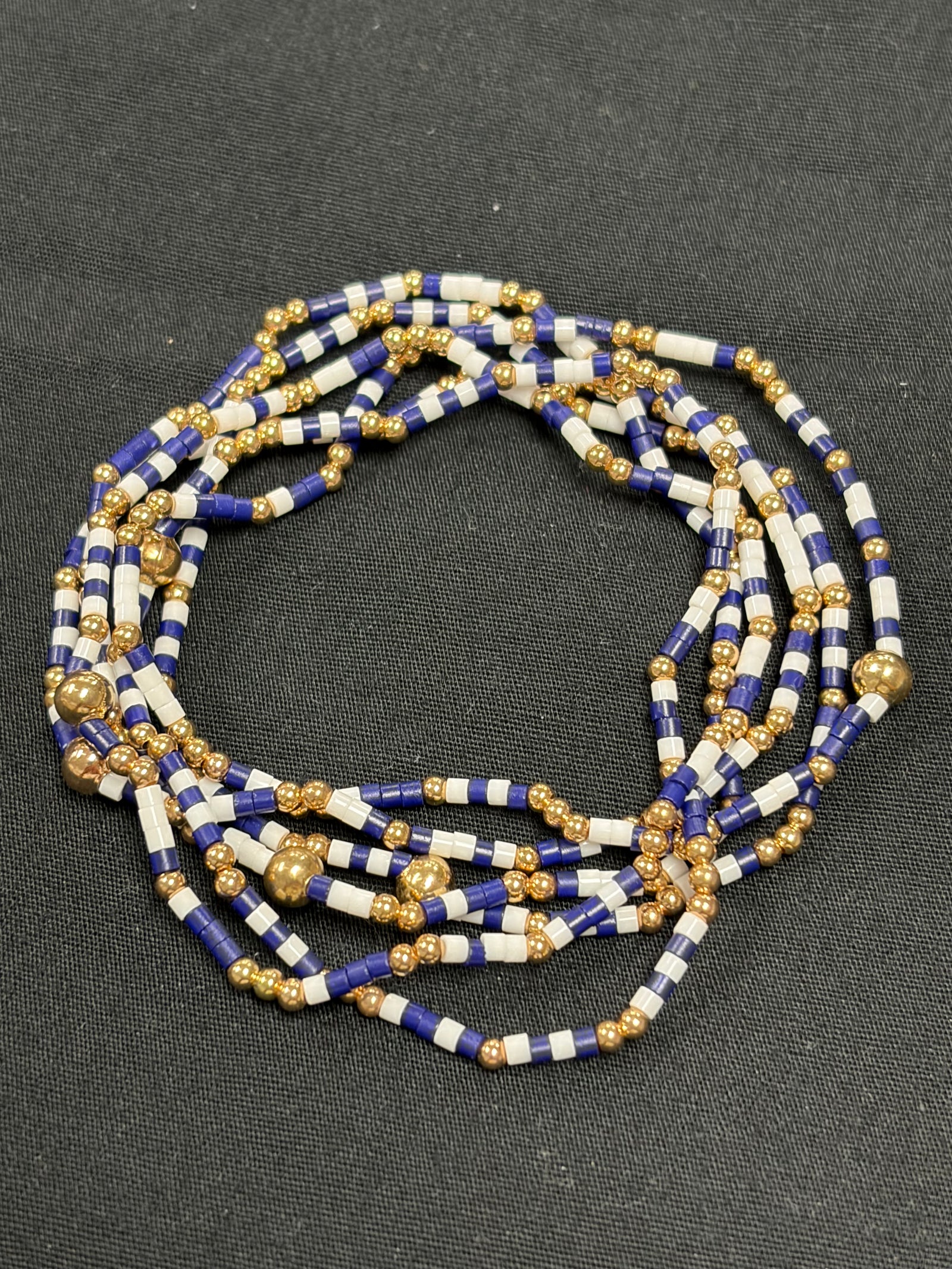 Navy and White Seedbead Bracelets