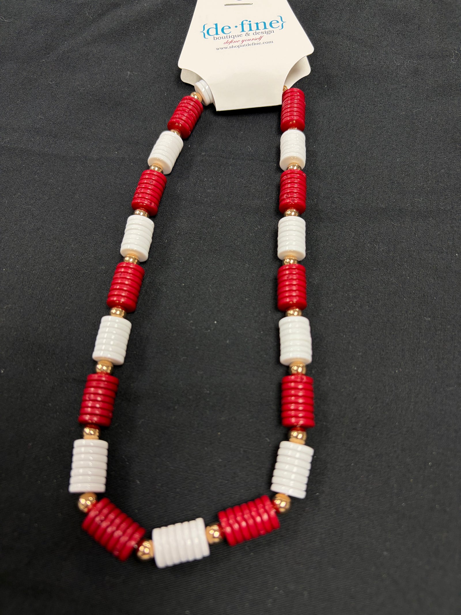 Red or Deep Red and White Game Day Bracelets or Necklace