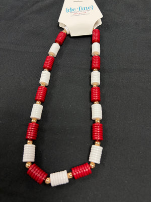 Red or Deep Red and White Game Day Bracelets or Necklace