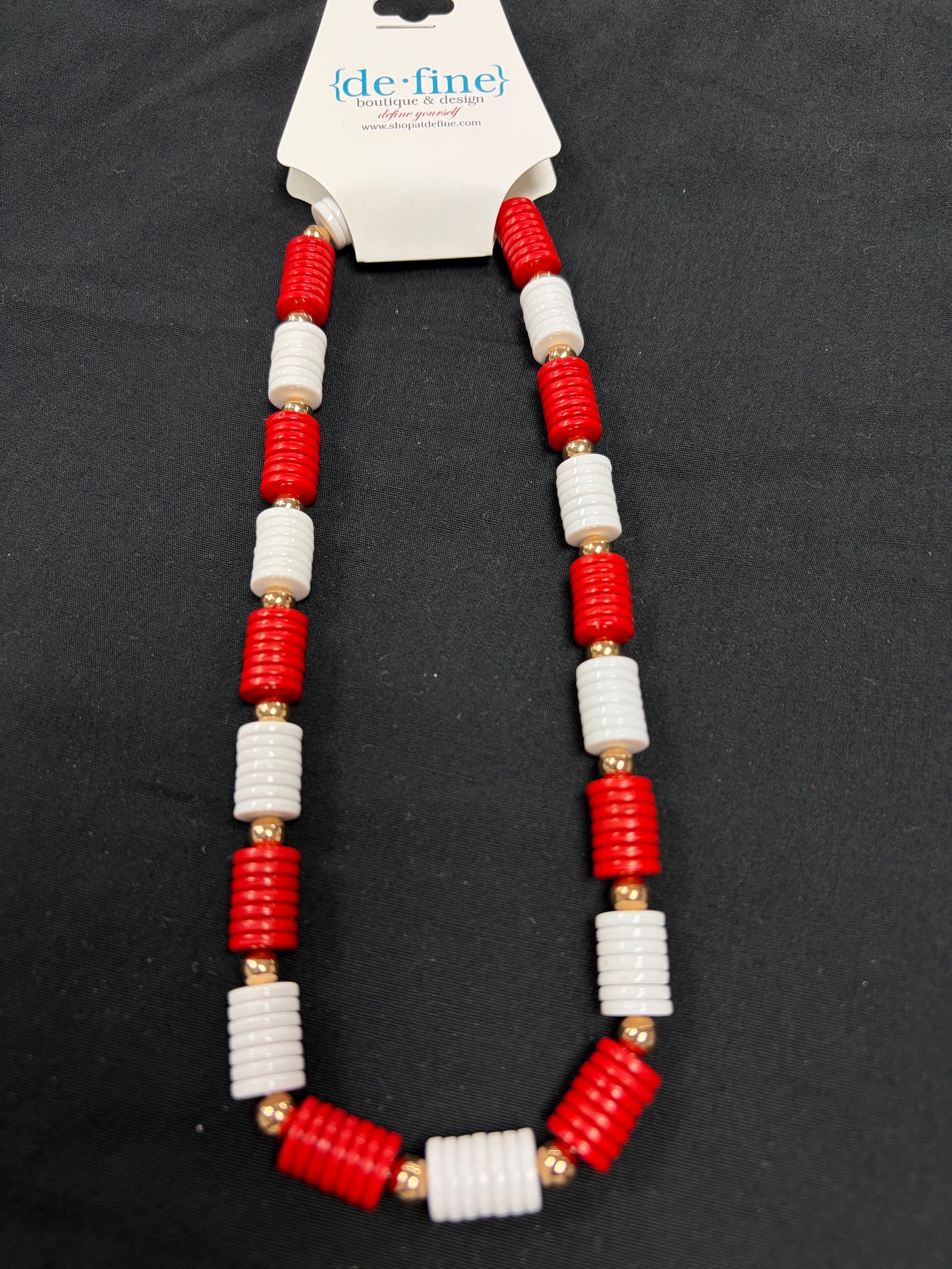 Red or Deep Red and White Game Day Bracelets or Necklace