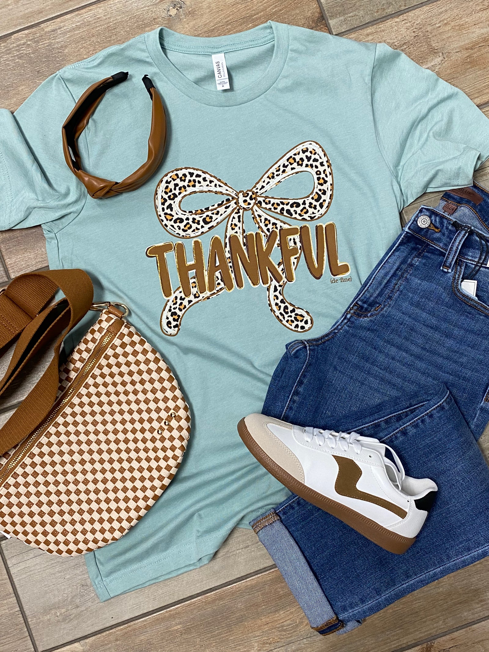 Thankful with Leopard Bow Tee or Sweatshirt