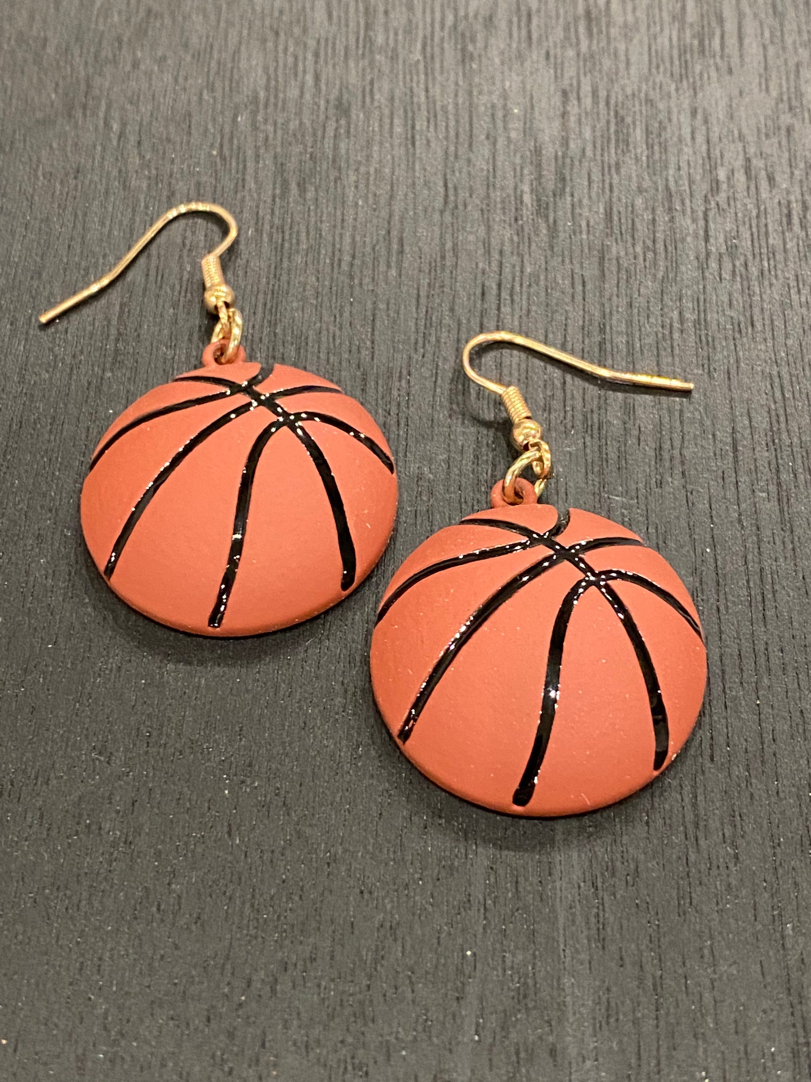 Basketball Brown Dangly Earrings
