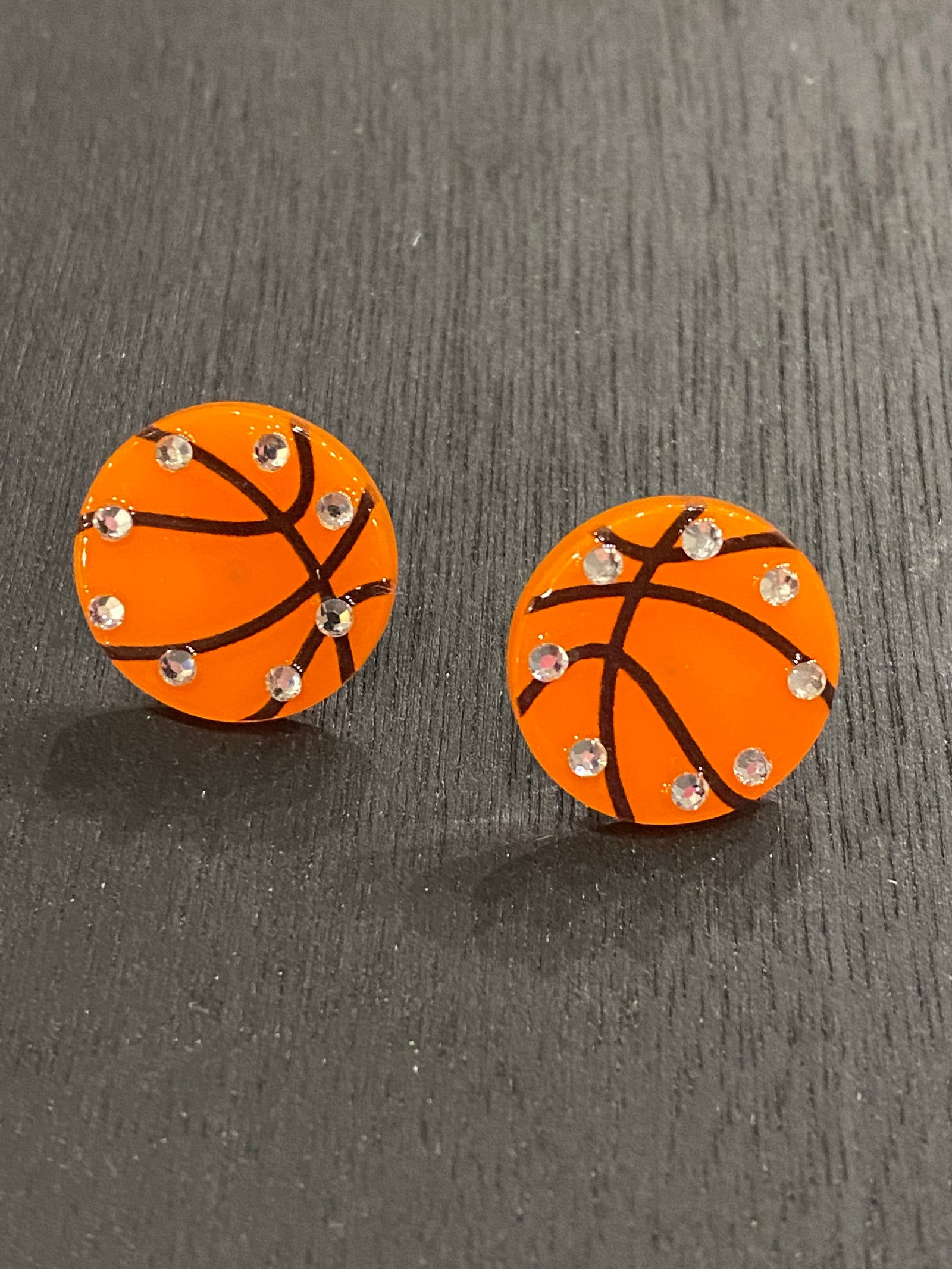 Basketball Studs with Rhinestones Earrings