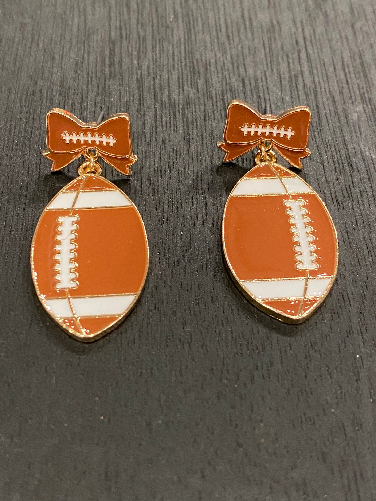 Football with Bow Earrings