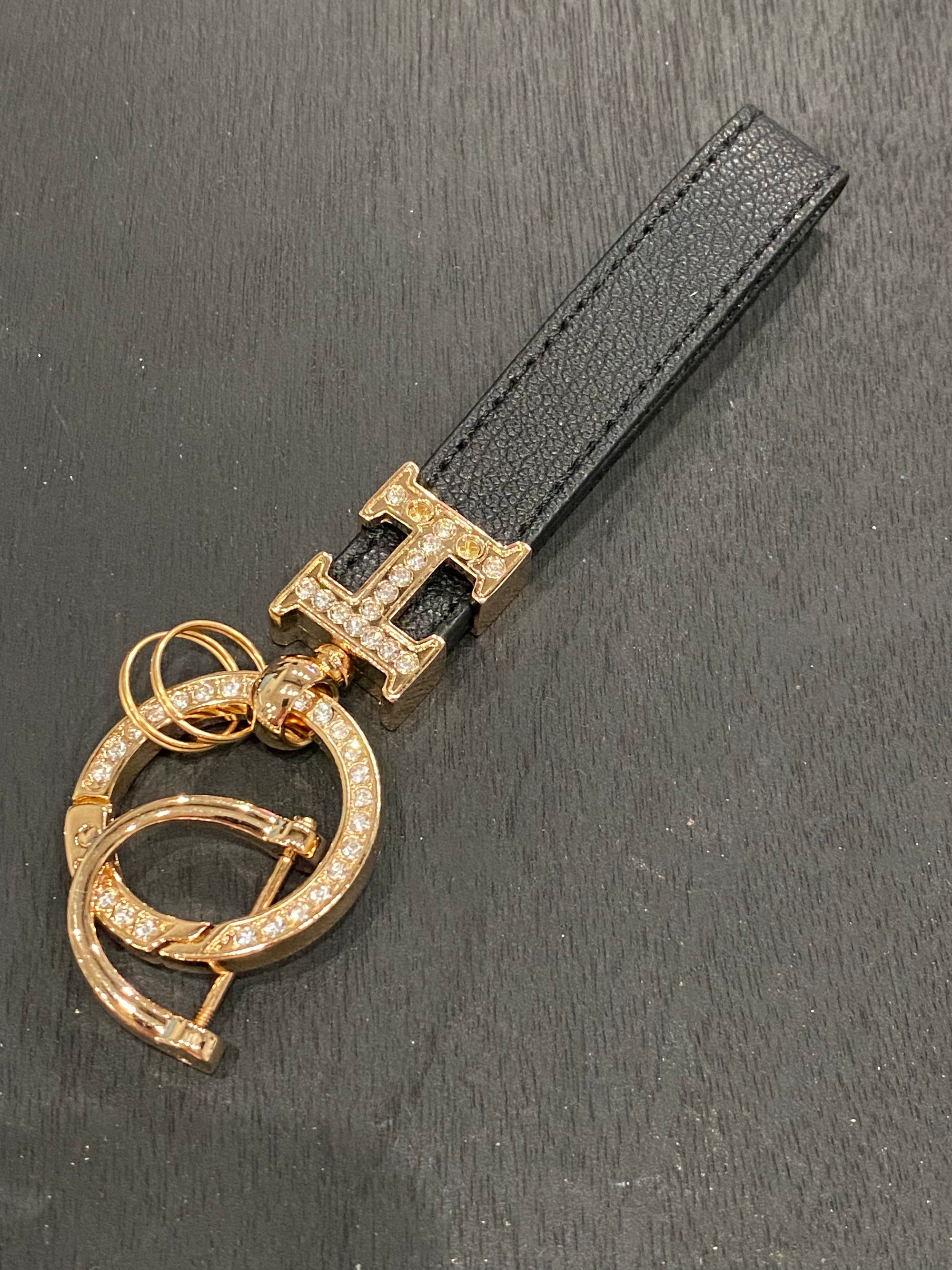 H Luxe Brand Keychain in Red or Black