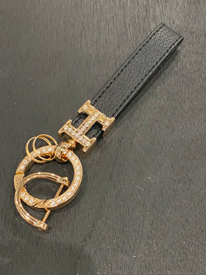 H Luxe Brand Keychain in Red or Black