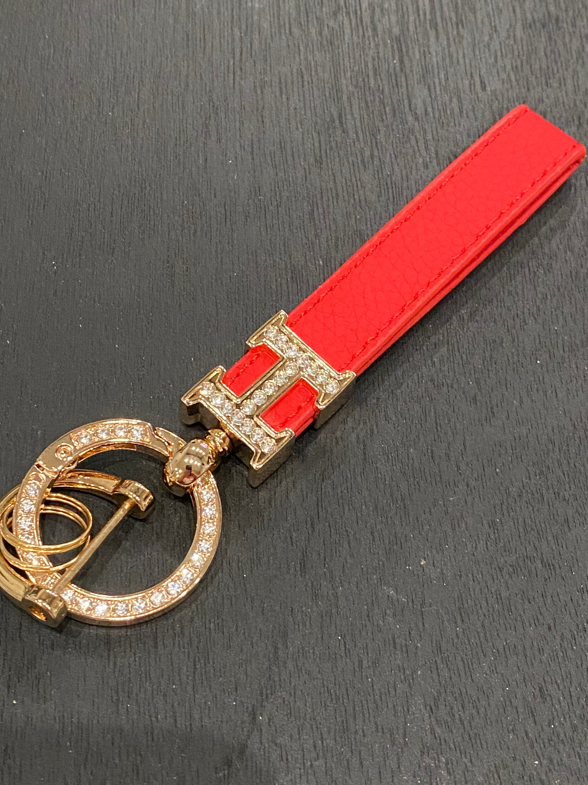 H Luxe Brand Keychain in Red or Black
