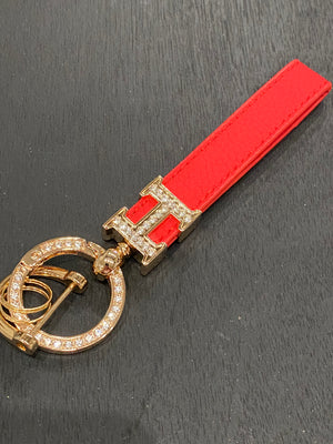 H Luxe Brand Keychain in Red or Black