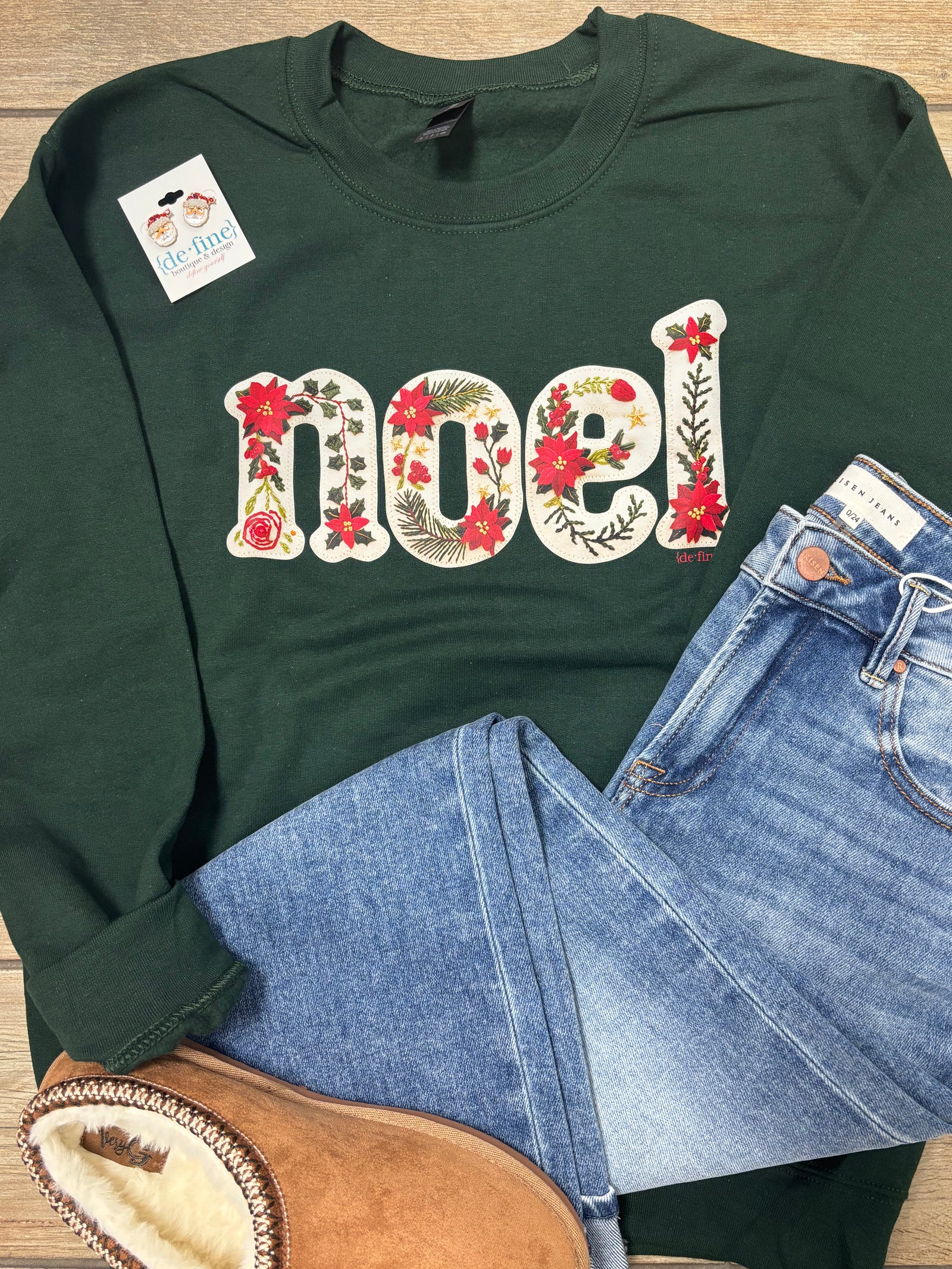 Noel with Poinsettia Tee, Long Sleeve or Sweatshirt