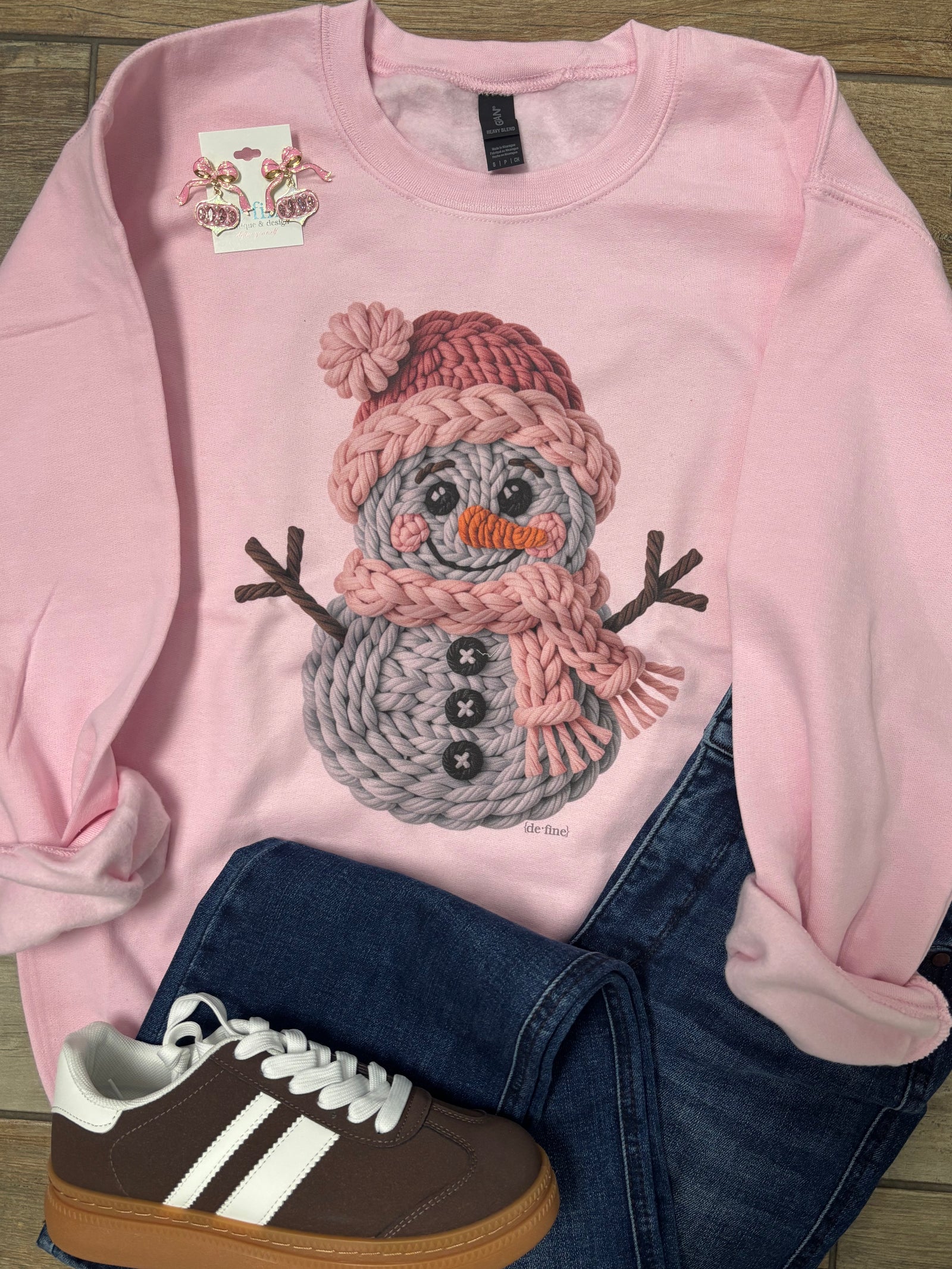Pink Snowman Yarn Tee, Long Sleeve or Sweatshirt