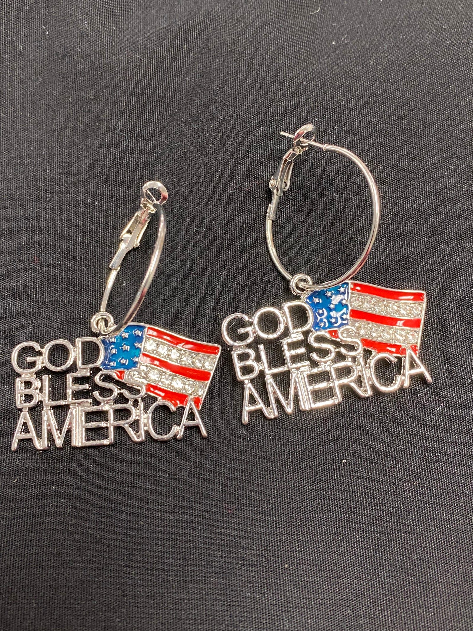 God Bless America Flag Patriotic Earrings