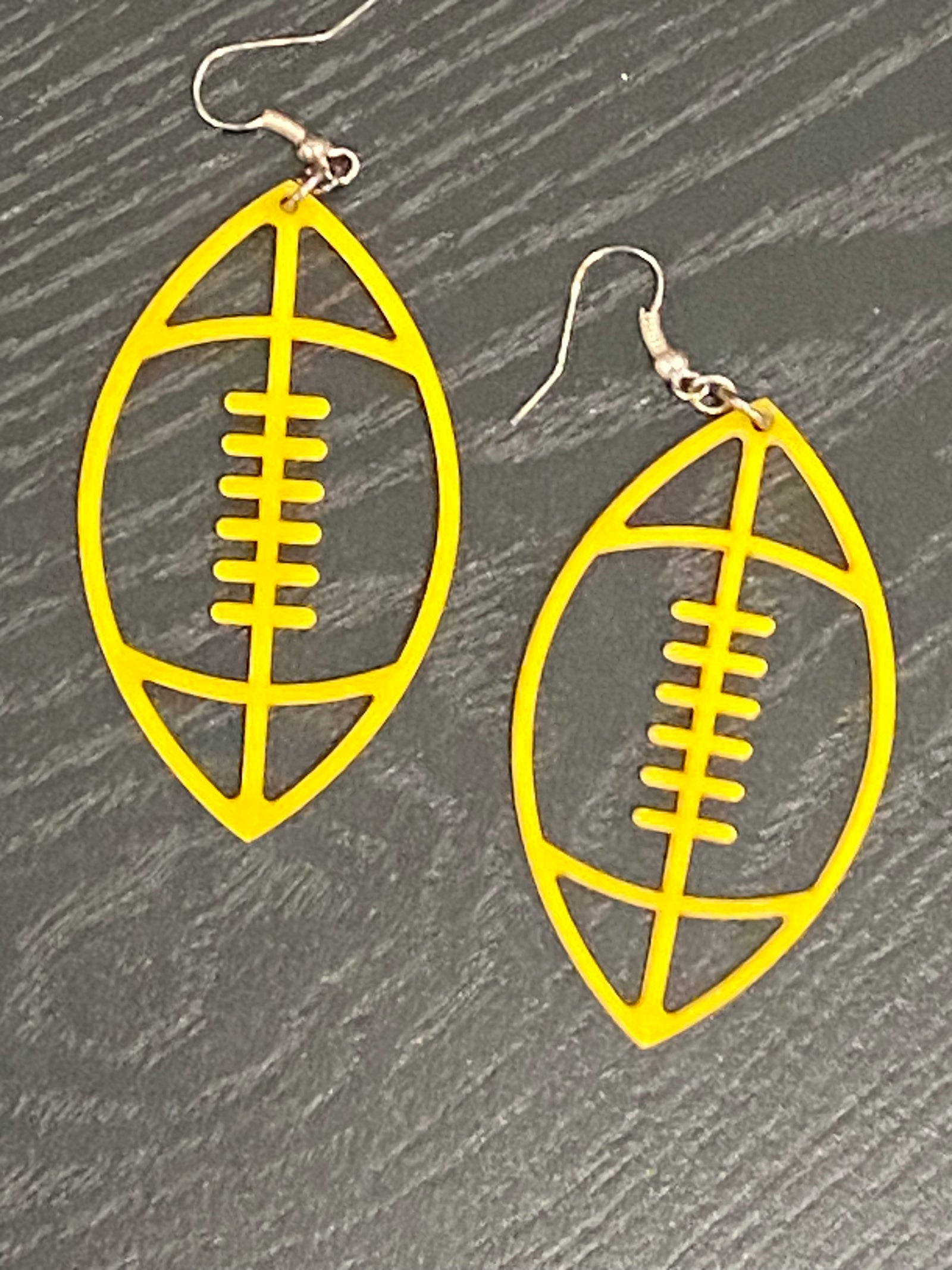 Yellow Acrylic Football Earrings
