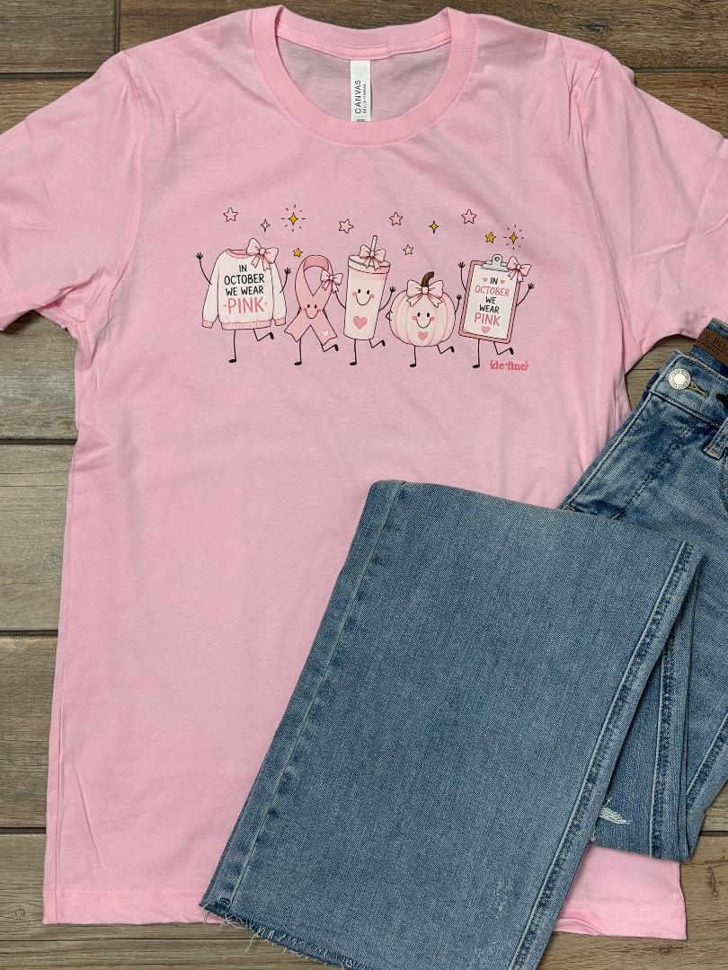 In October We Wear Pink Doodles Graphic Tee