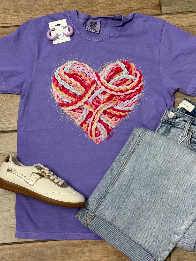 Multi Colored Heart Yarn Graphic Tee or Sweatshirt