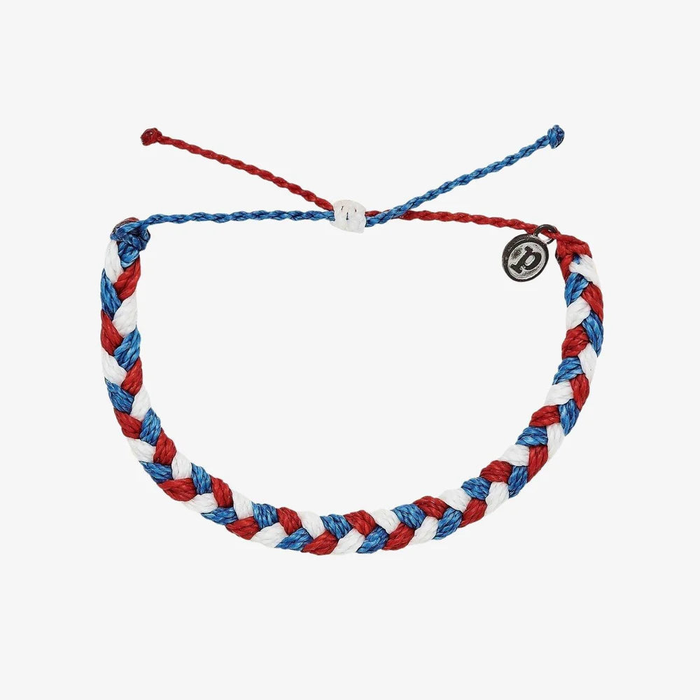 Pura Vida Red White Blue Braided Bracelet