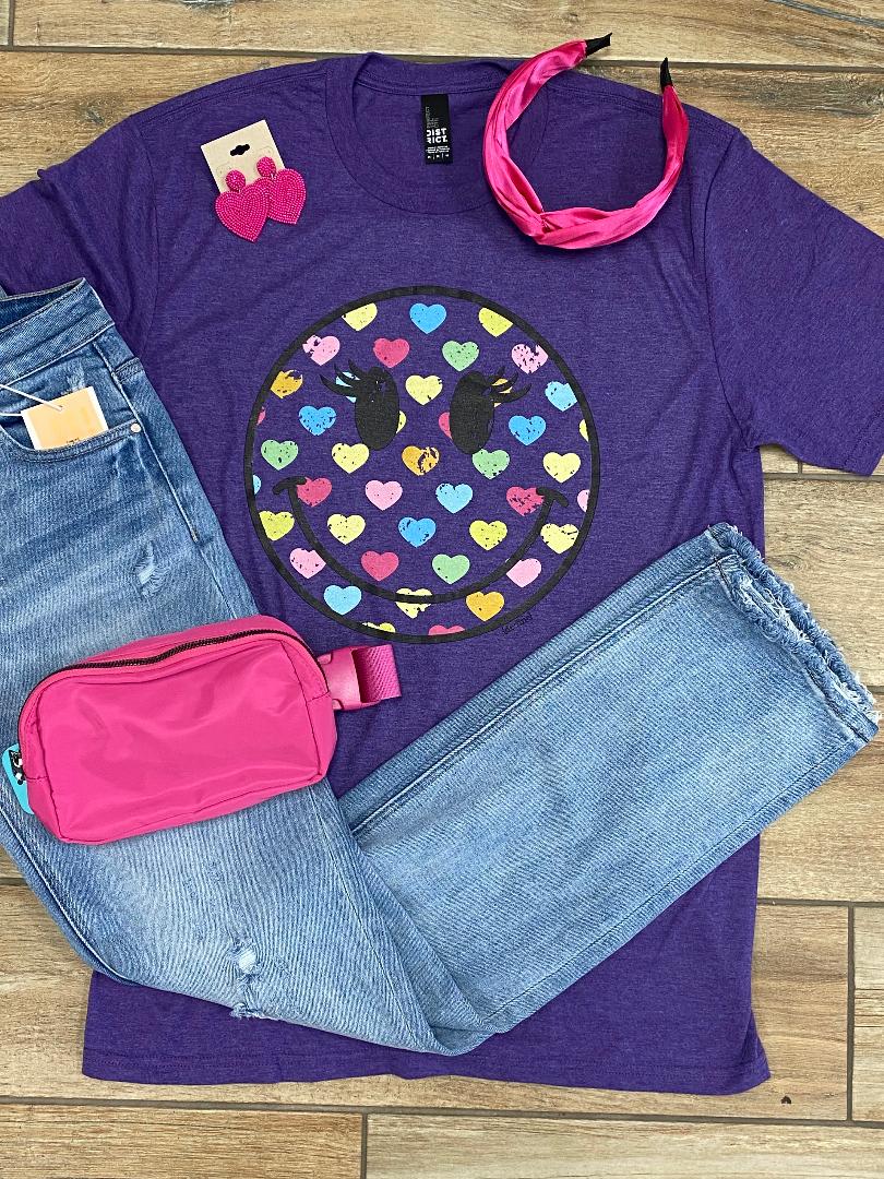 Heart Smiley Face Graphic Tee