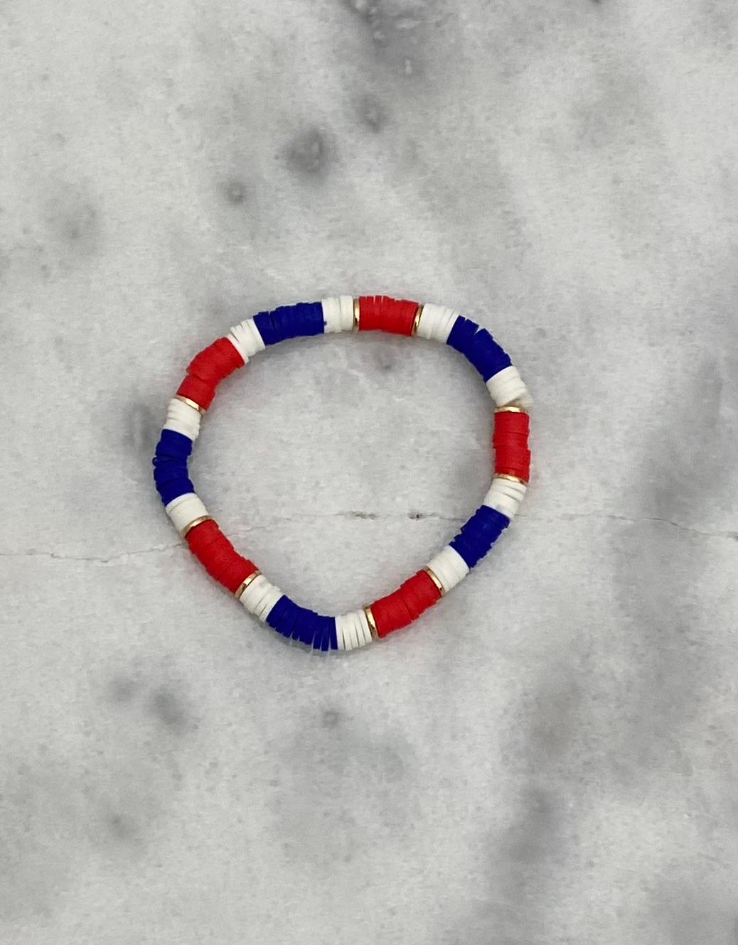 Red White and Blue Disc Bracelet Single
