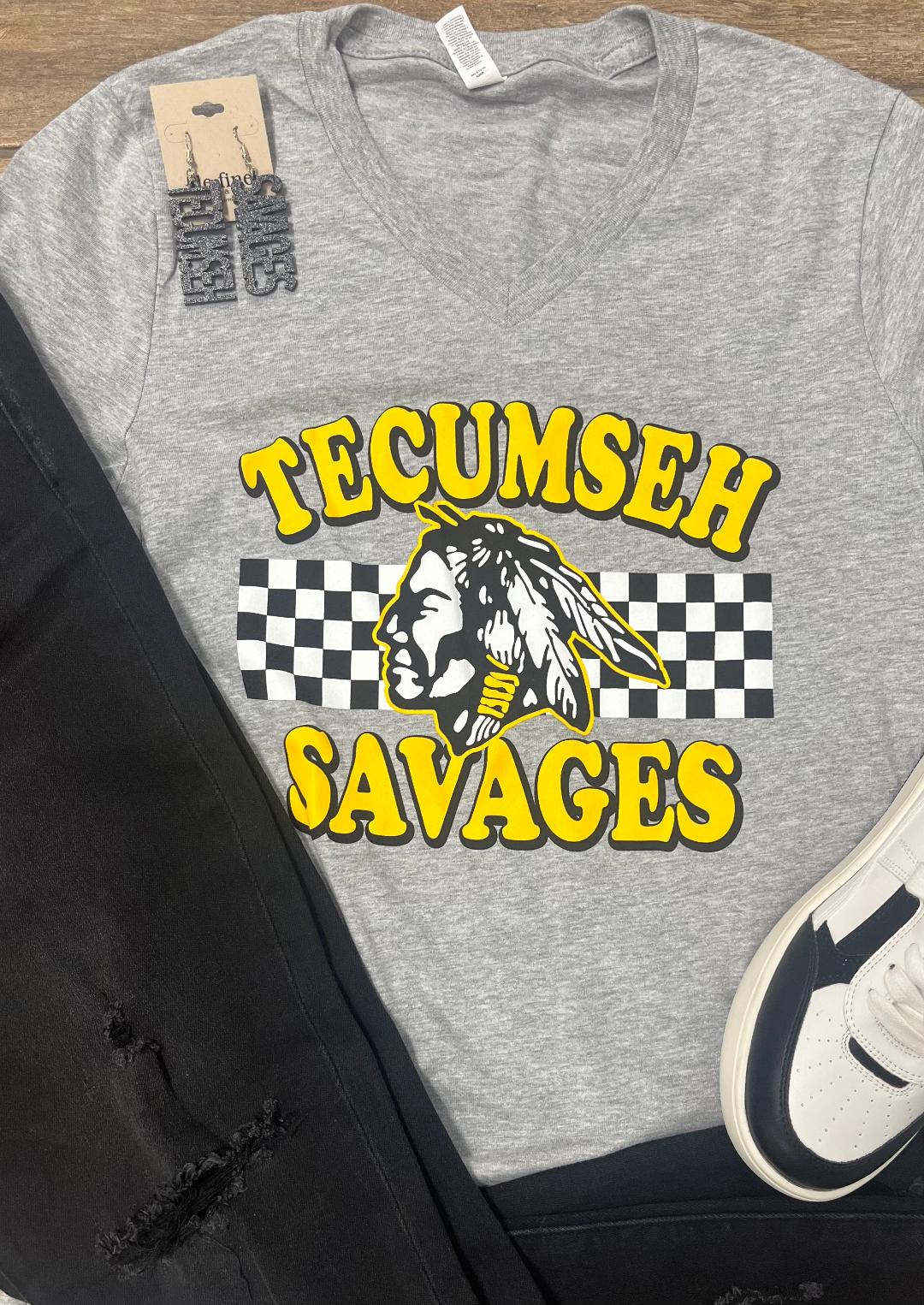 Tecumseh Savages Checkered Stripe Graphic Tee