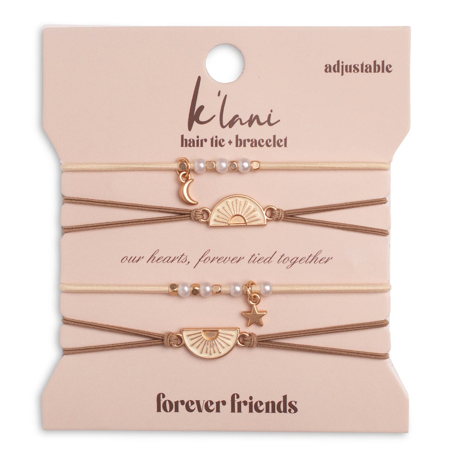 "Forever Friends" Neutral Sun Friendship Hair Tie + Bracelets