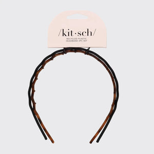 Kitsch Zig Zag Headband 2pc - Black & Tortoise