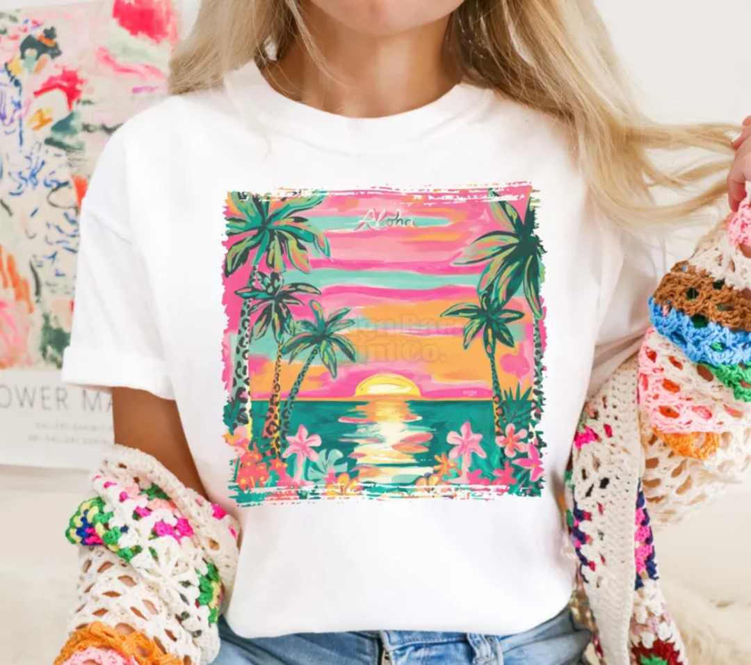 Aloha Sunset Beach Graphic Tee or Tank