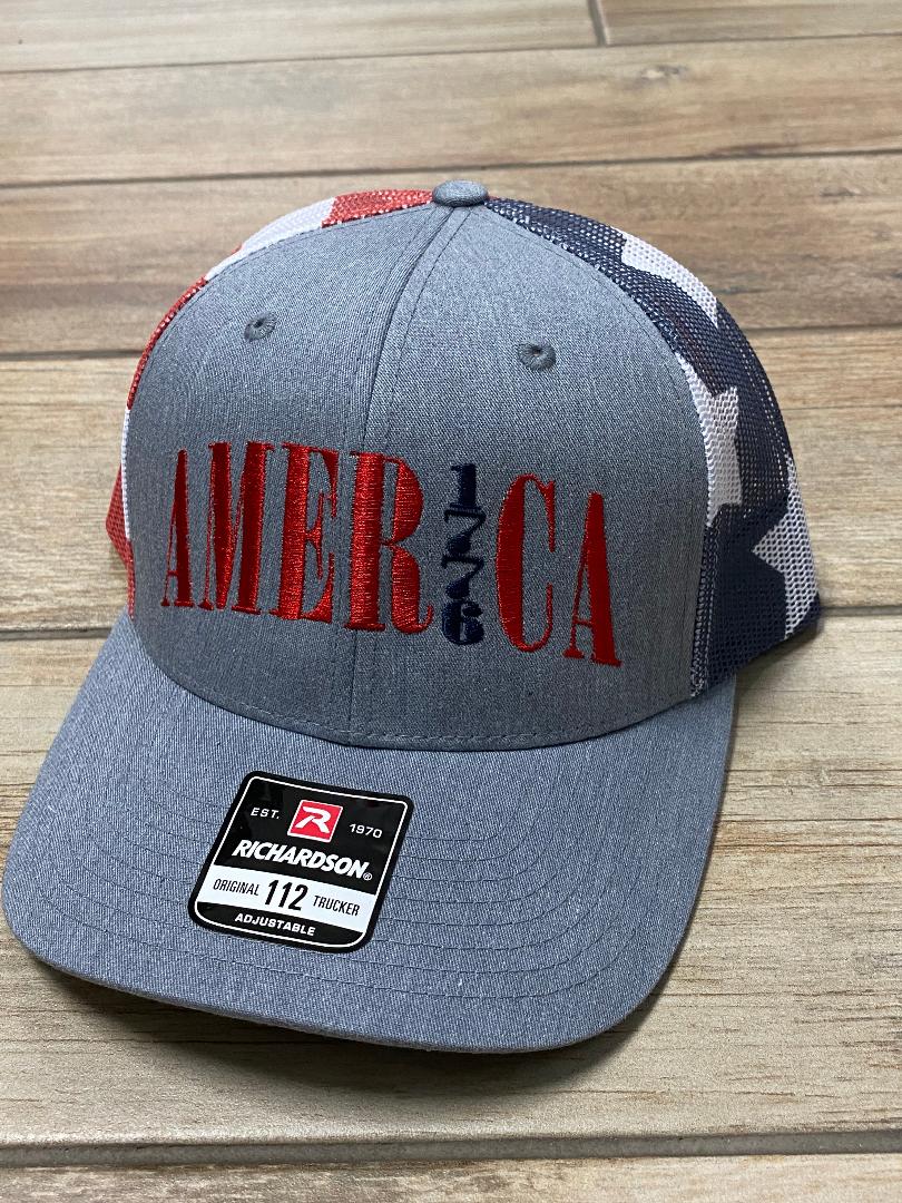 America 1776 Flag Back Richardson 112 Trucker Hat
