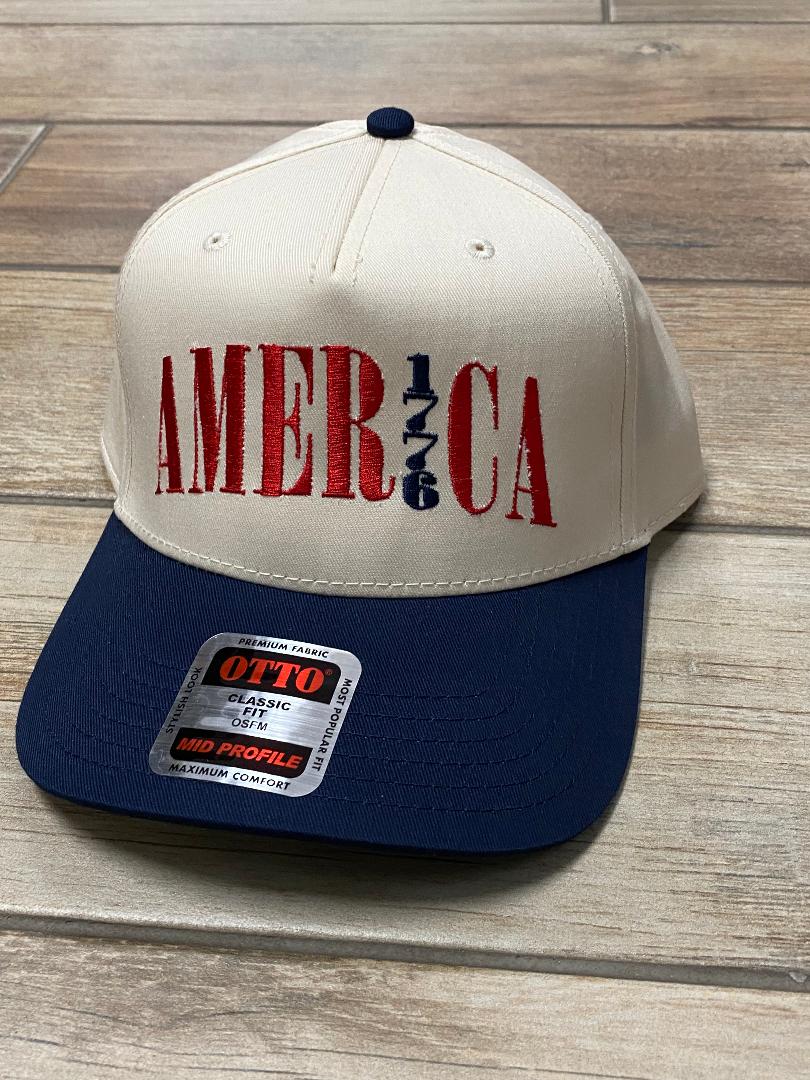 America 1776 Natural & Navy Otto Trucker Hat